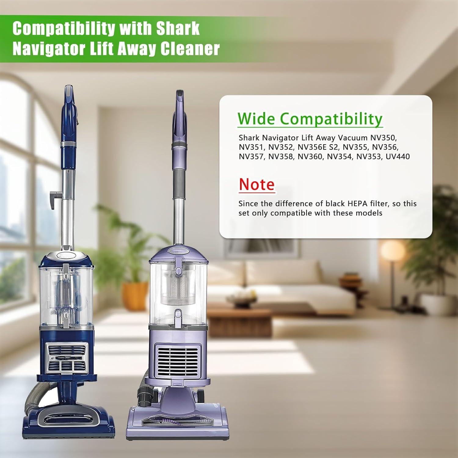 Repuestos MZY LLC para Aspiradora Shark Lift Away NV350 NV358 - 2 Filtros Hepa + 4 Espumas + 1 Rodillo