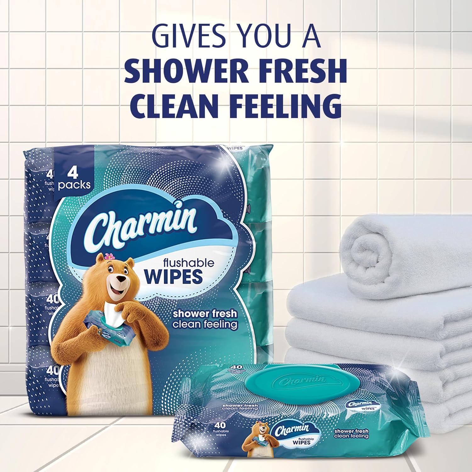 Toallitas Flushable Charmin 160 Unidades - 4 Paquetes de 40