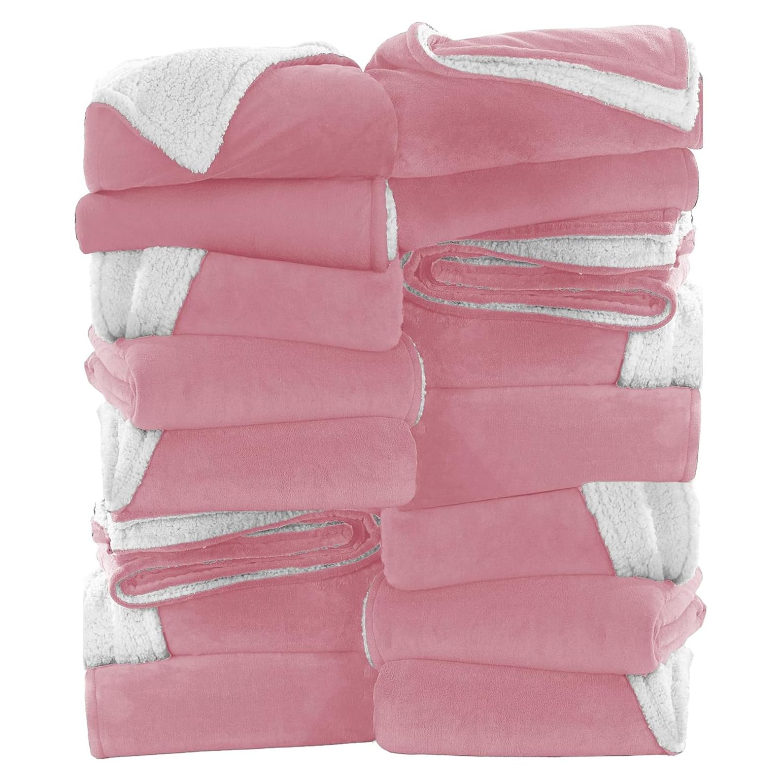 Manta de Sherpa Rosa Bebé IR Habitaciones Imperiales 127x152 cm - Paquete de 16