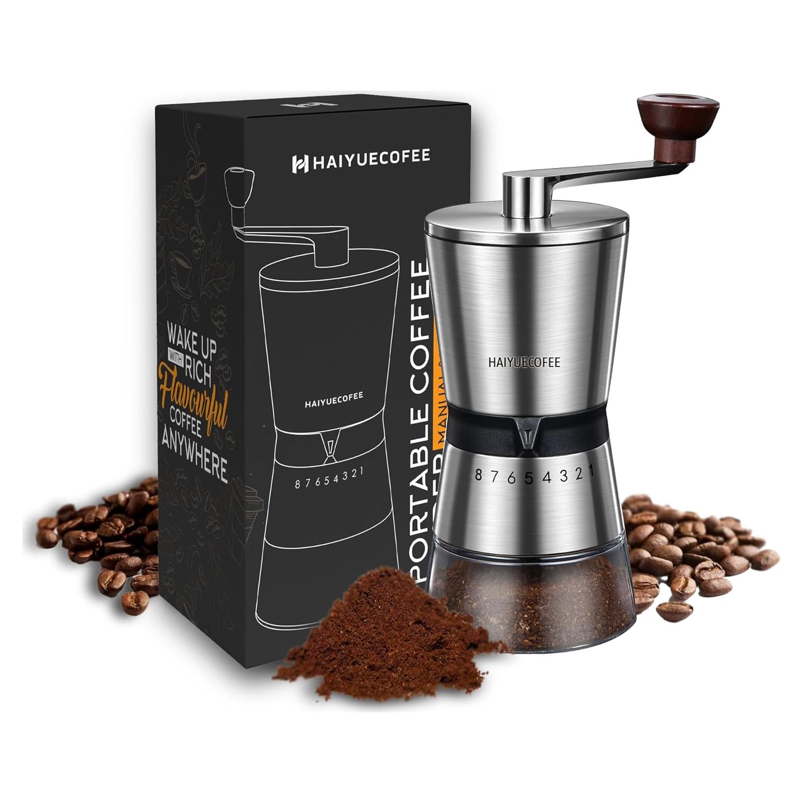 Molino de Café Manual HAIYUECOFEE 8 Niveles Ajustables Cerámica