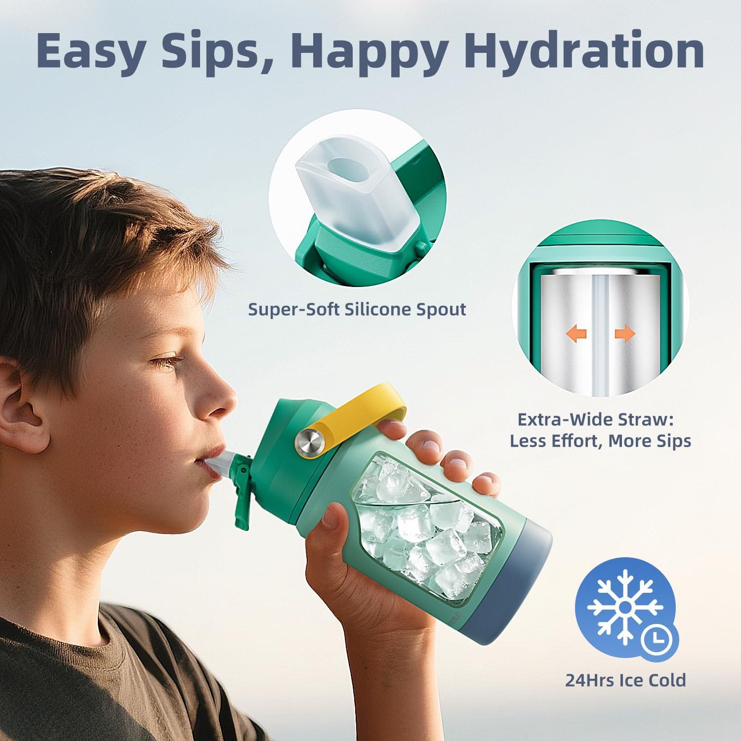 Botella de Agua Aislada RAYMYLO 354 ml Verde para Niños