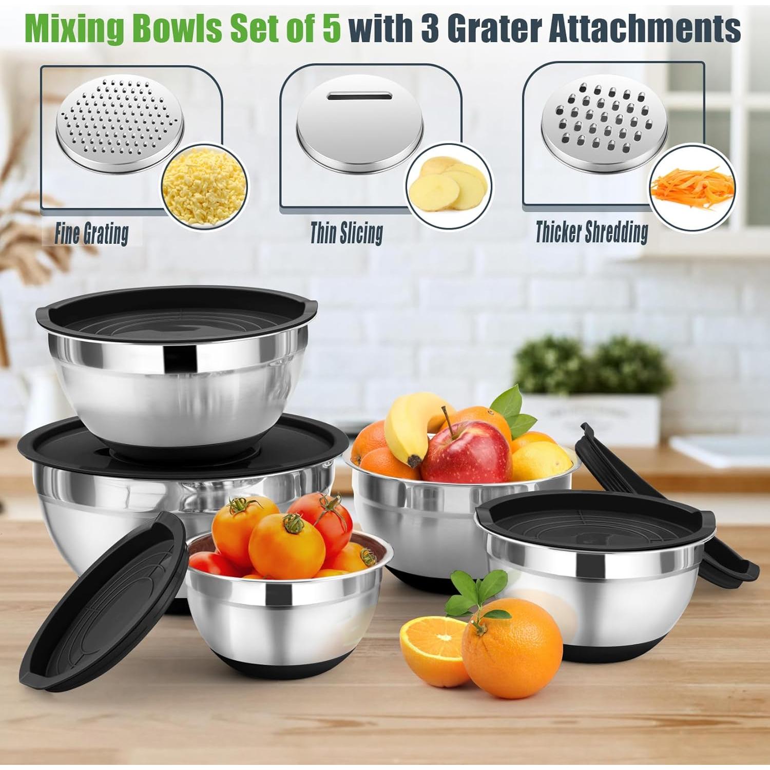 Juego de Tazones Mezcladores P&P CHEF 5 Piezas Acero Inoxidable