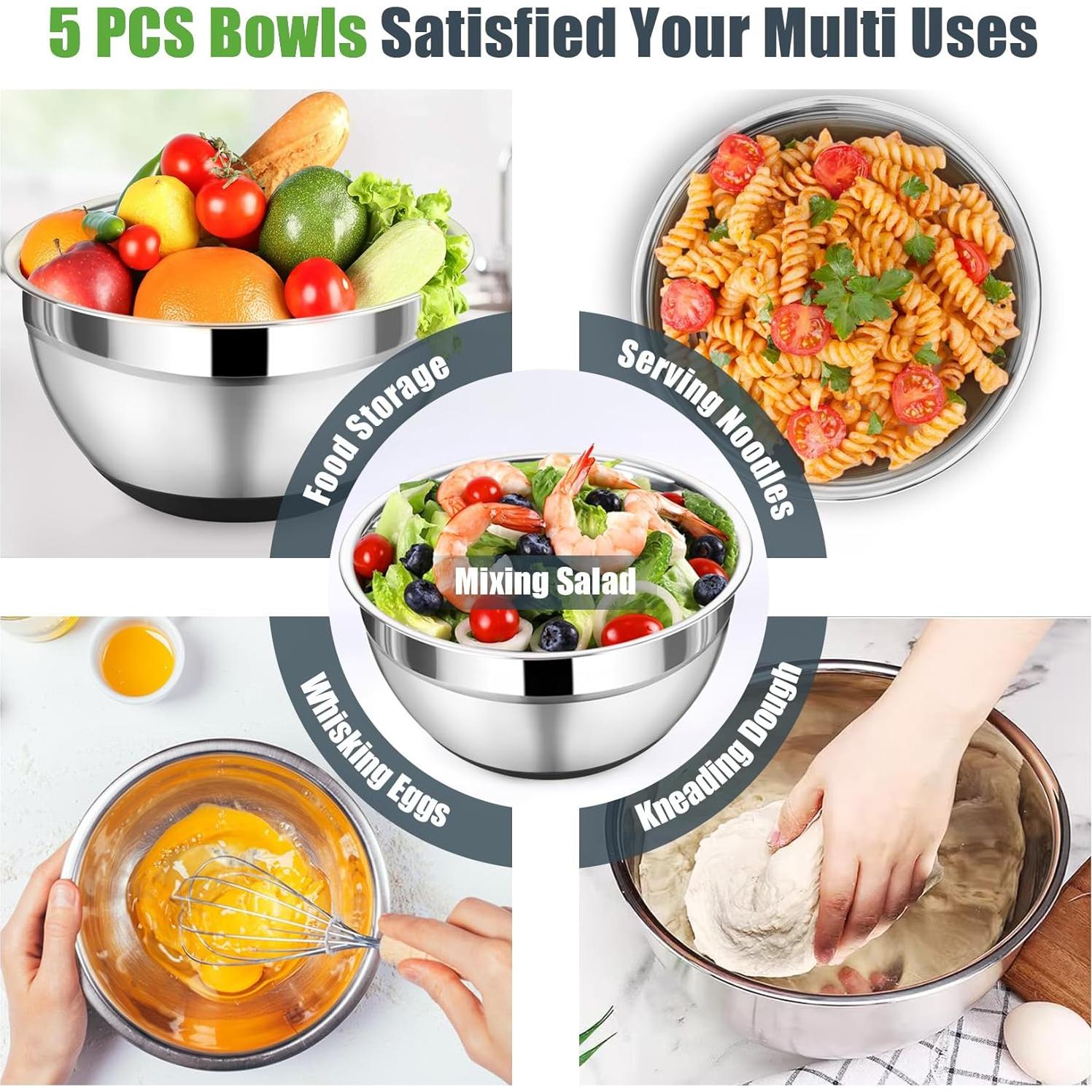 Juego de Tazones Mezcladores P&P CHEF 5 Piezas Acero Inoxidable