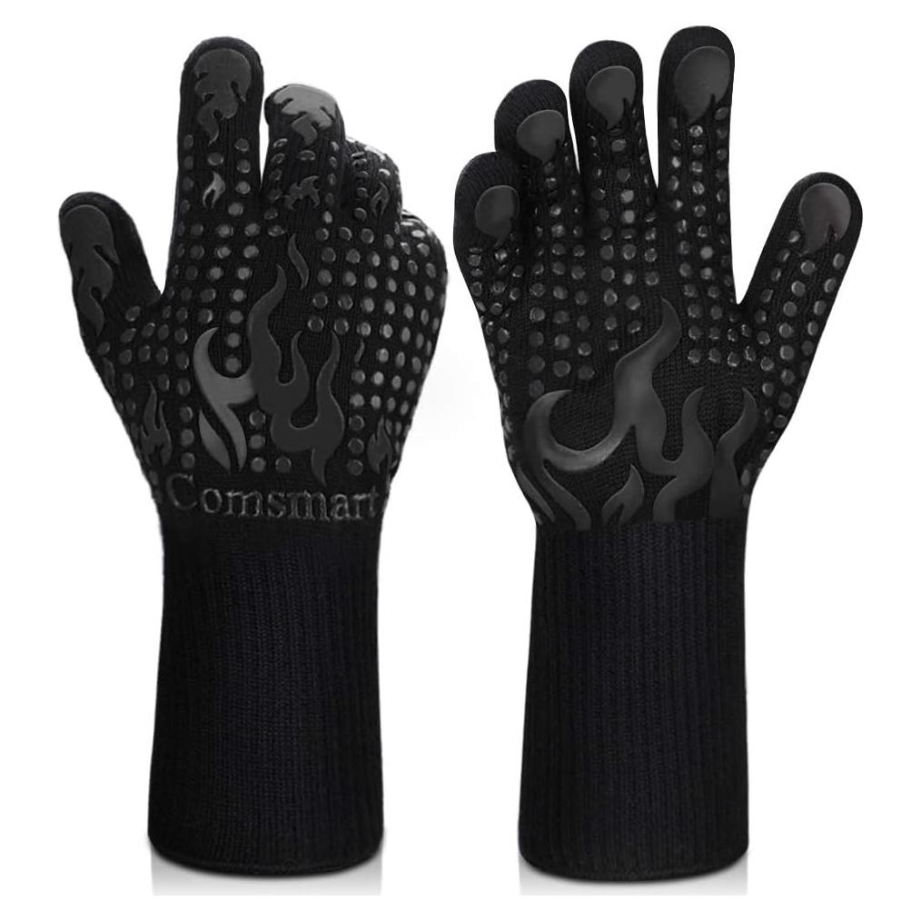 Guantes BBQ Comsmart Negros Resistentes al Calor 800°C