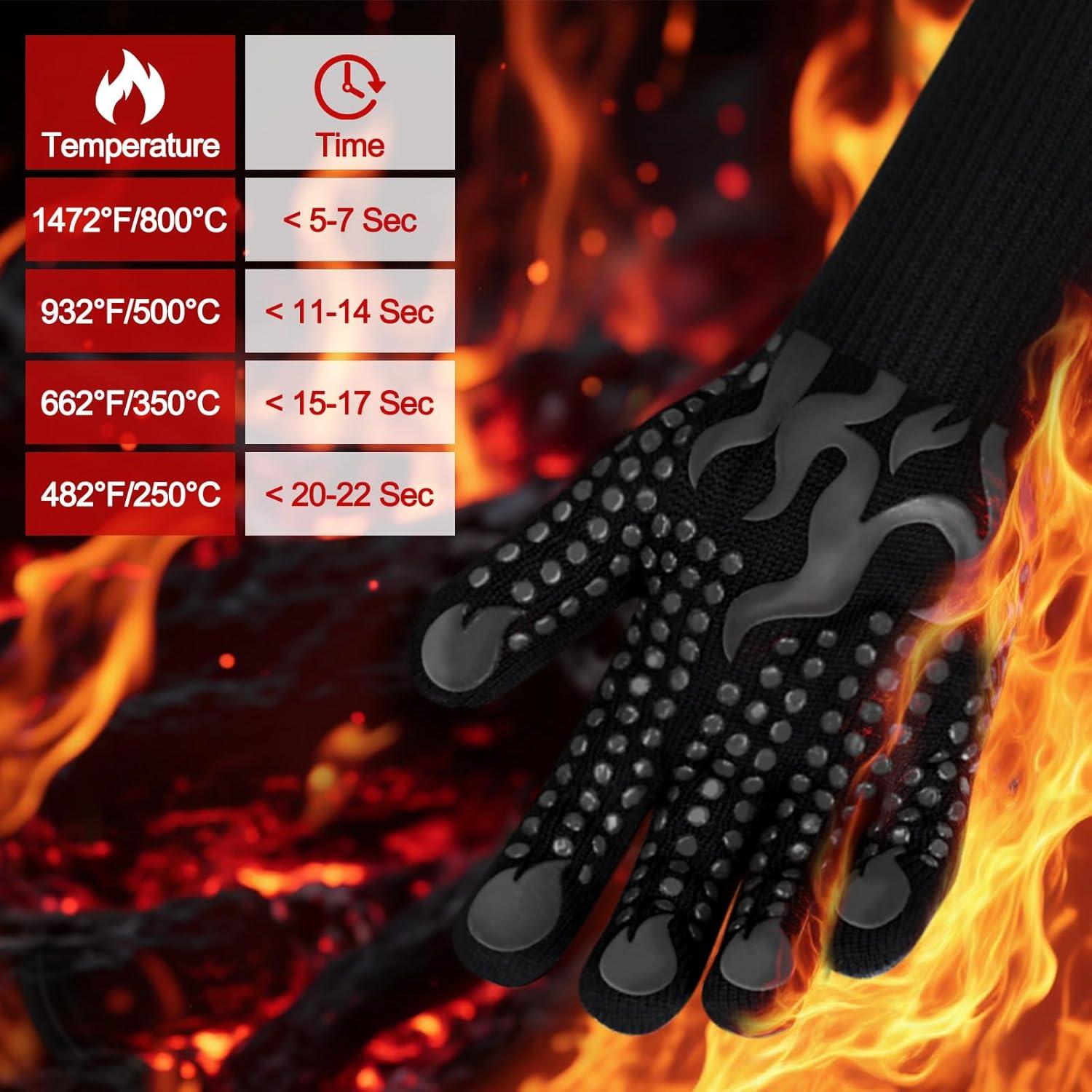 Guantes BBQ Comsmart Negros Resistentes al Calor 800°C