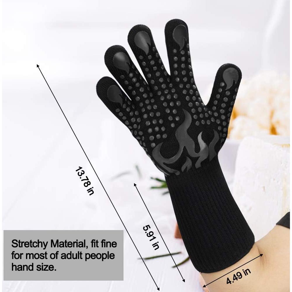Guantes BBQ Comsmart Negros Resistentes al Calor 800°C