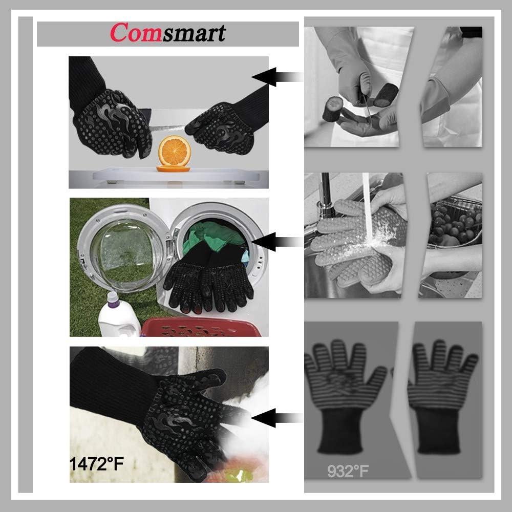 Guantes BBQ Comsmart Negros Resistentes al Calor 800°C