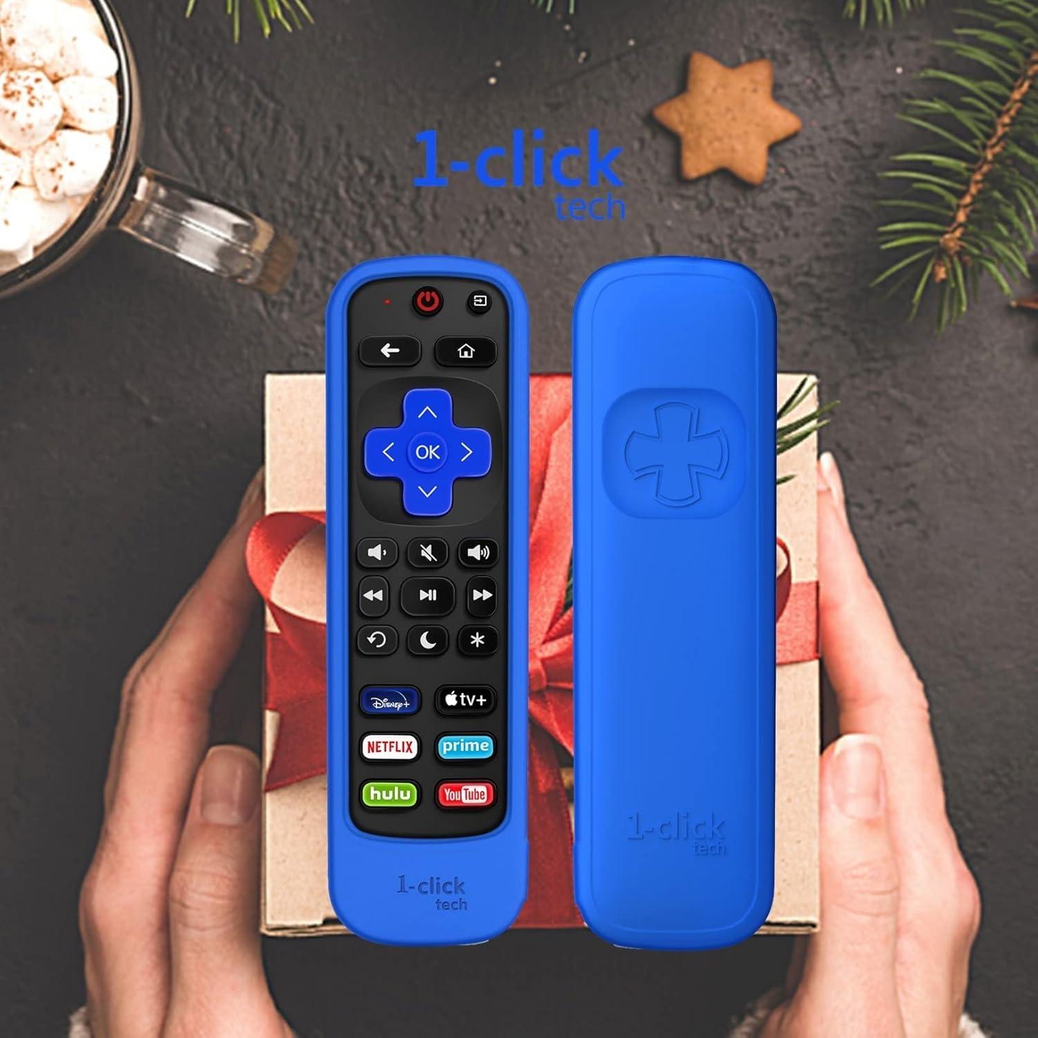 Control remoto 1-clicktech para Roku TV + Funda azul
