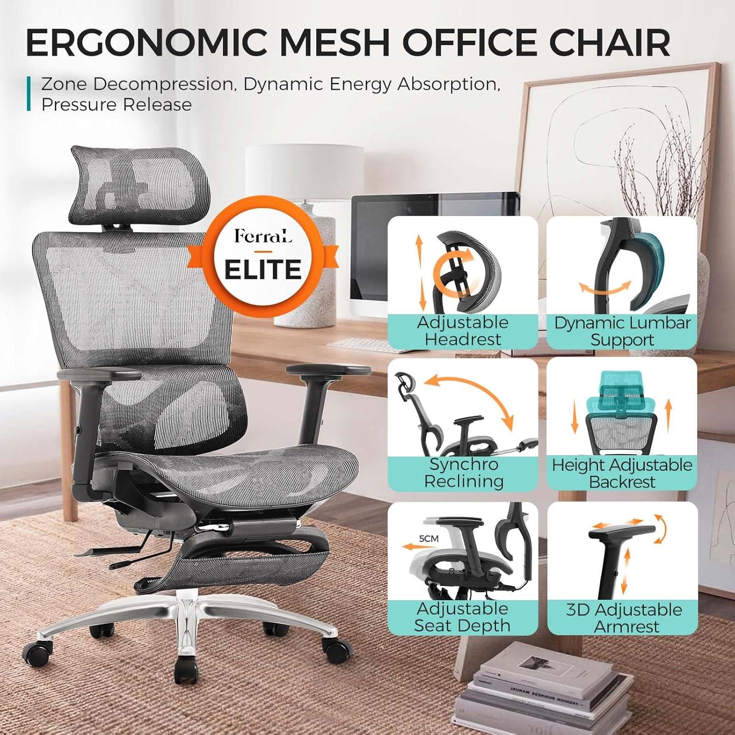 Silla de Oficina Ergonómica Ferral Elite con Soporte Lumbar