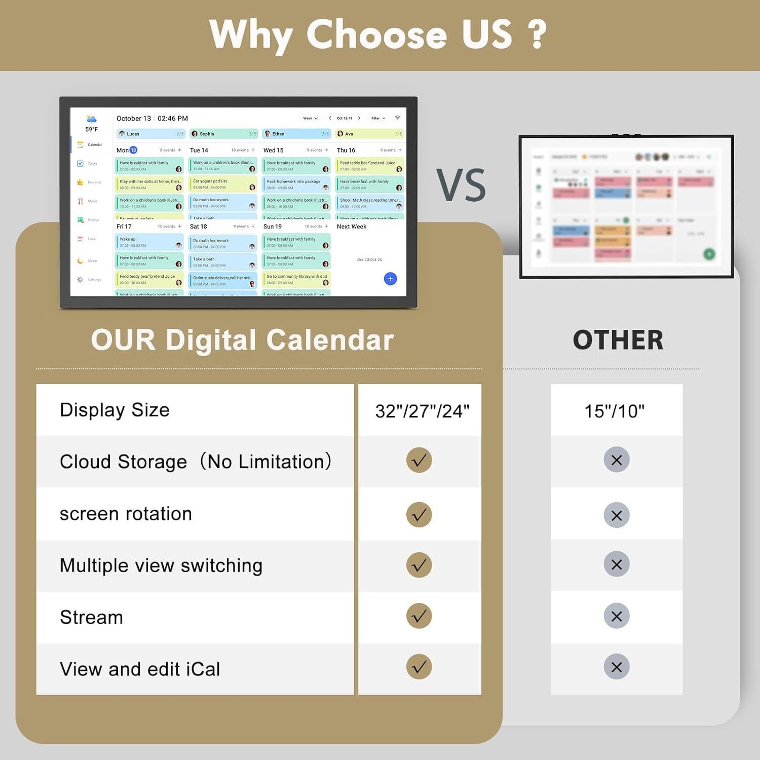 Calendario Digital Inteligente FULLJA 27" Pantalla Táctil HD