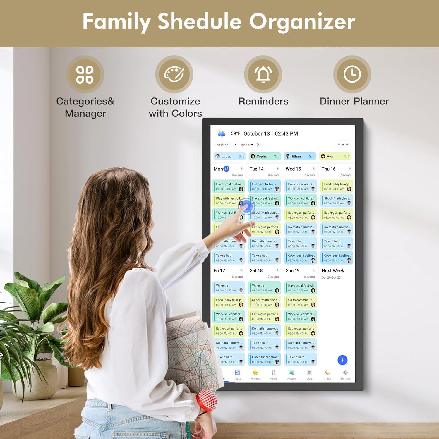 Calendario Digital Inteligente FULLJA 27" Pantalla Táctil HD