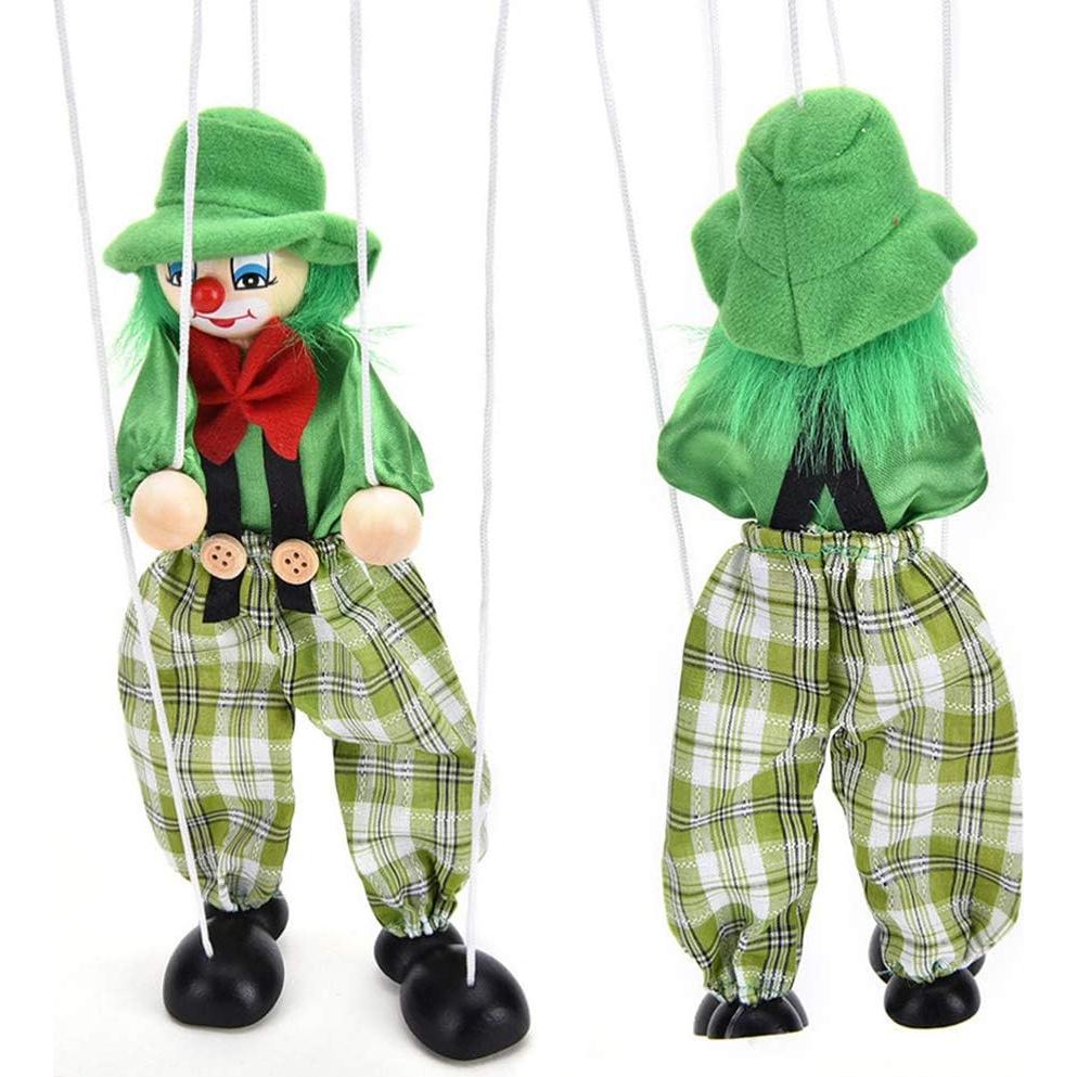 Conjunto de 4 Marionetas de Payaso de Madera Willcome 42.4 cm