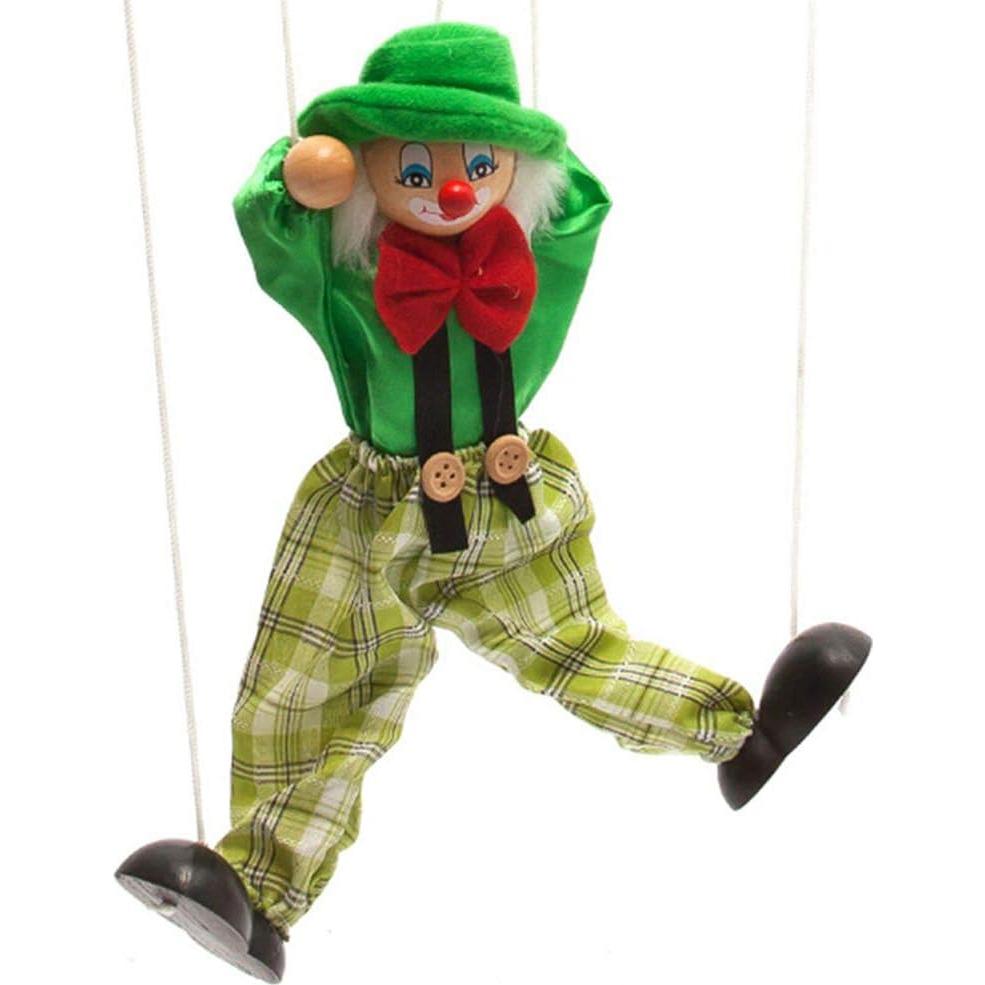 Conjunto de 4 Marionetas de Payaso de Madera Willcome 42.4 cm