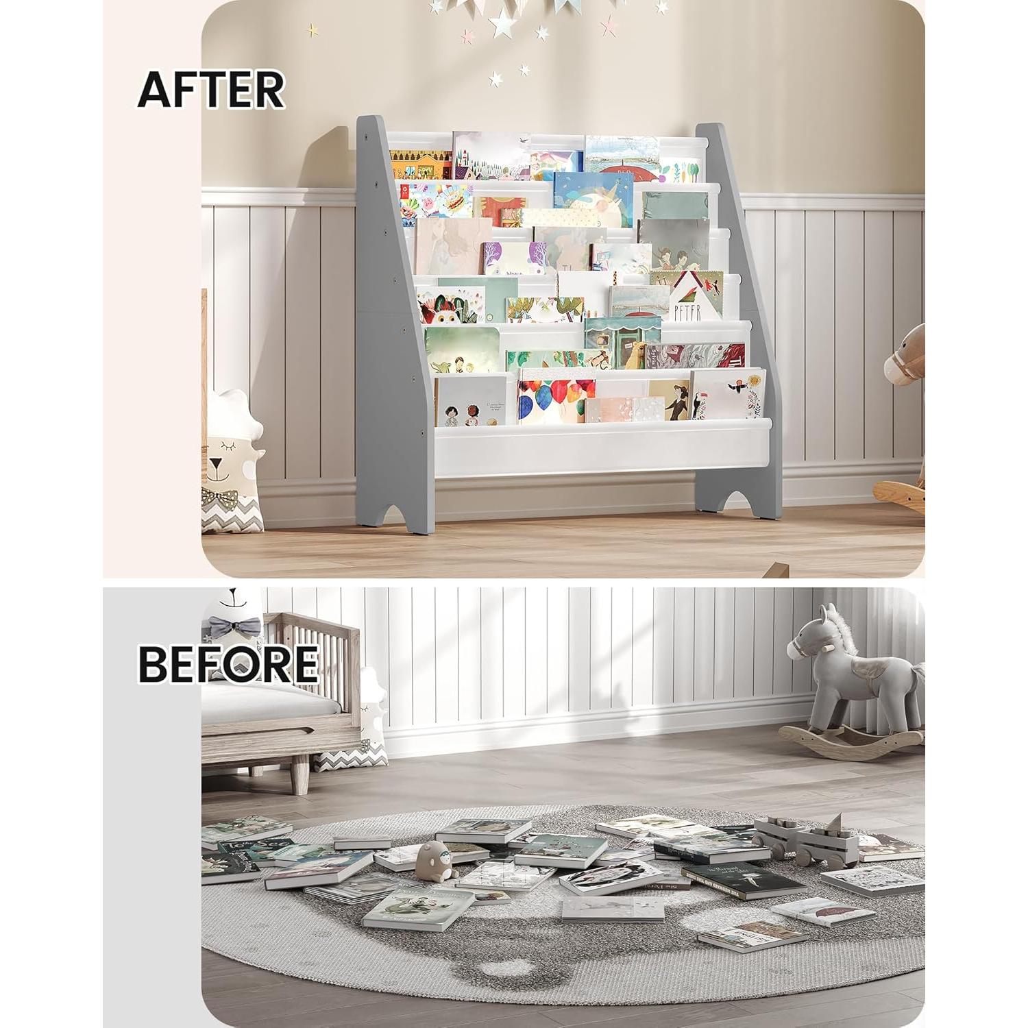 Estantería para Niños CHOEZON 6 Niveles Blanco y Gris