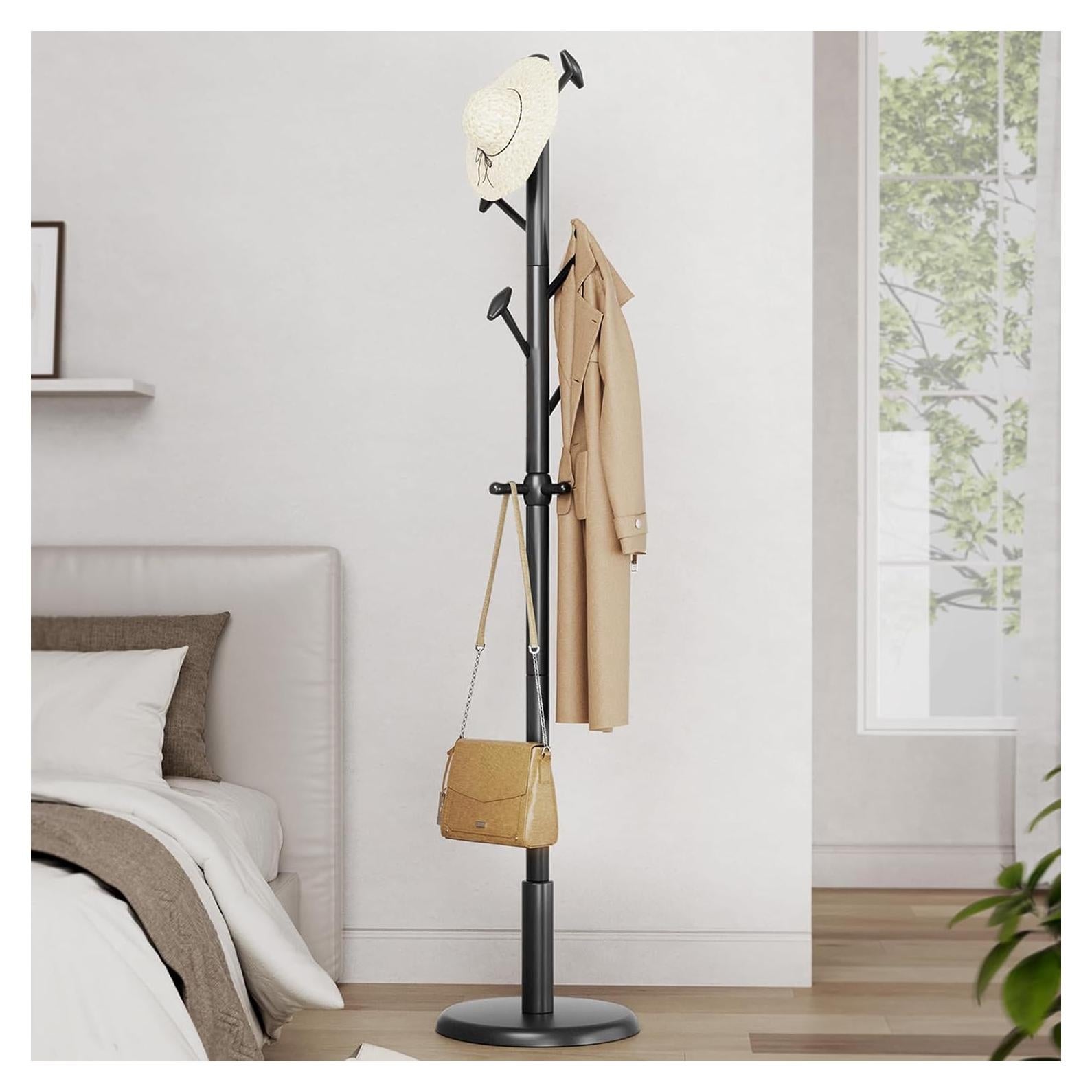 Perchero de Madera Sólida Taitiy 10 Ganchos 68 kg Negro