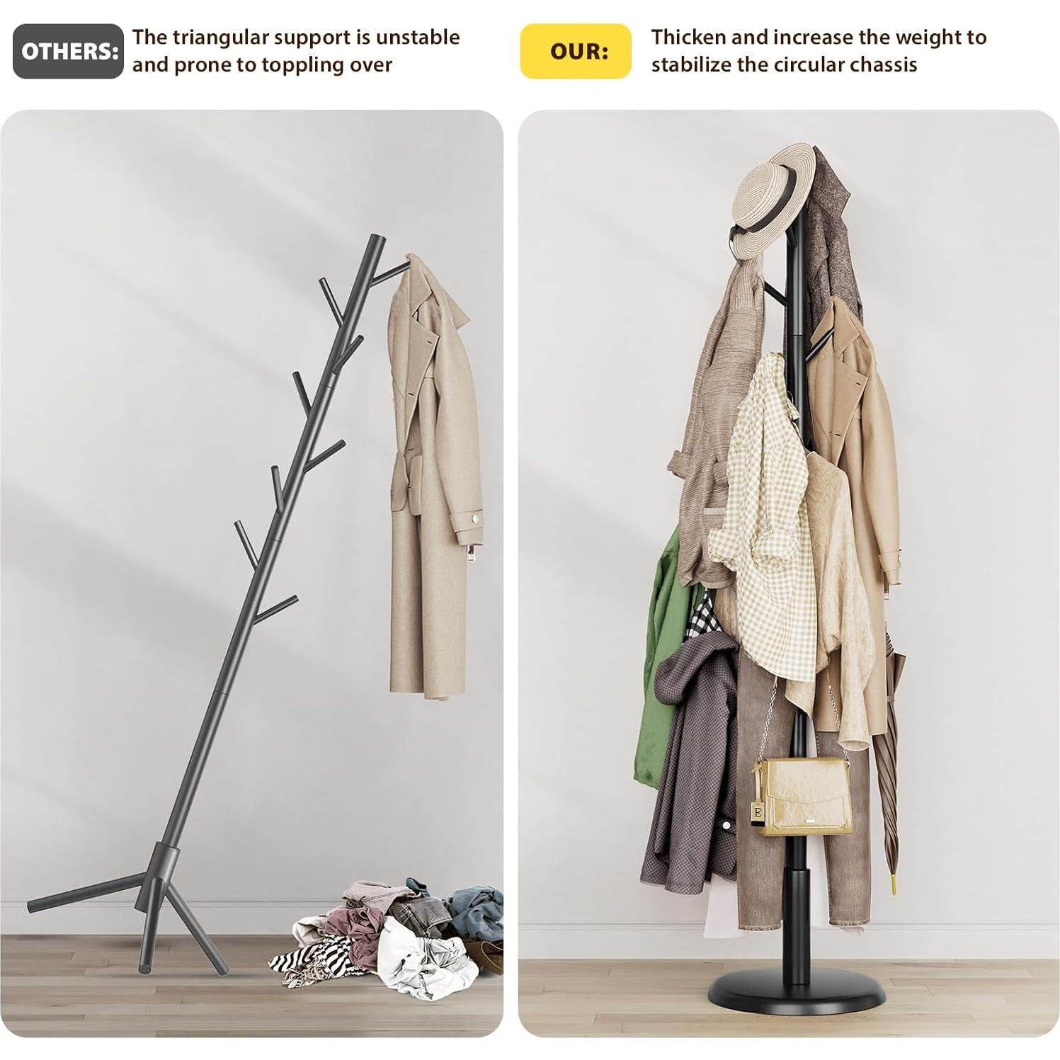 Perchero de Madera Sólida Taitiy 10 Ganchos 68 kg Negro