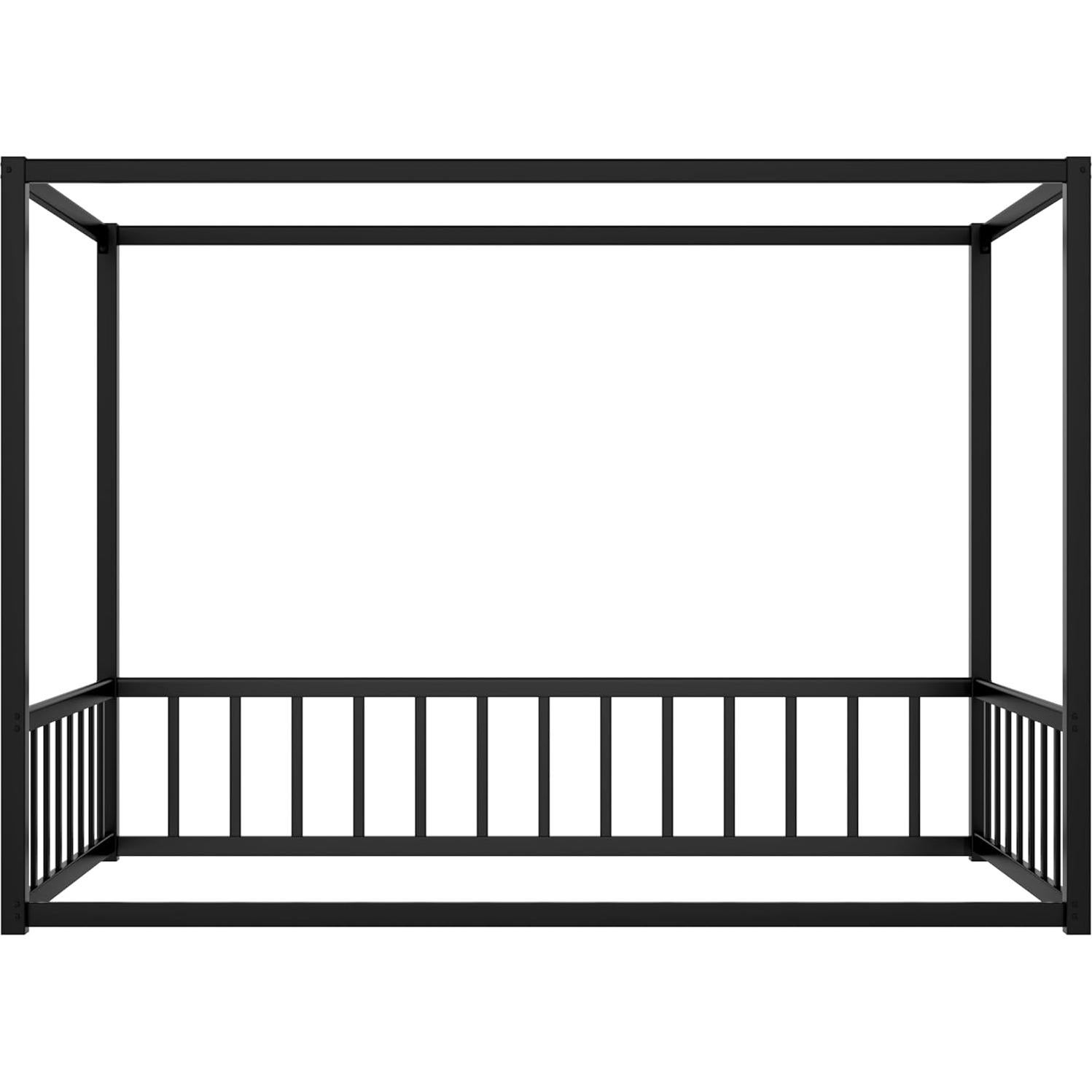 Marco de Cama Montessori Twin Klwenas Maec Negro con Dosel