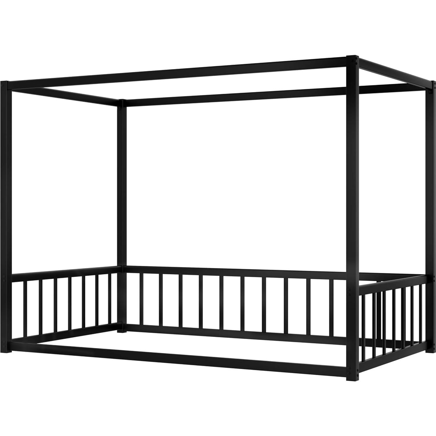 Marco de Cama Montessori Twin Klwenas Maec Negro con Dosel