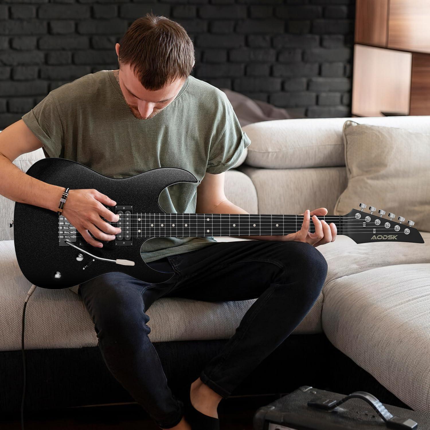 Guitarra Eléctrica AODSK AX70A-BK 39" Completa con Amplificador