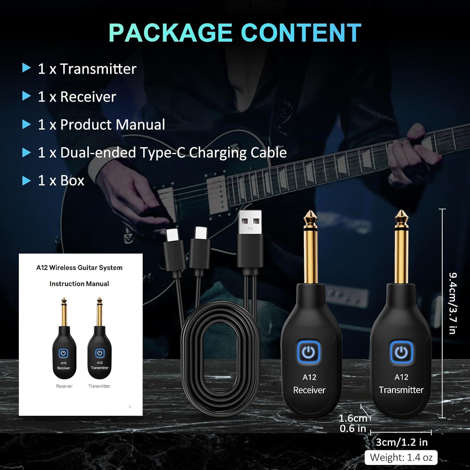 Transmisor Receptor Inalámbrico WENTELMUSIC A12 para Guitarra