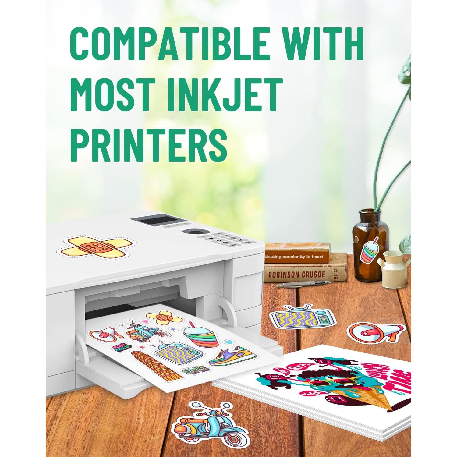 Papel de Etiquetas de Vinilo Imprimible Lzerking 60 Hojas 21.59x27.94 cm