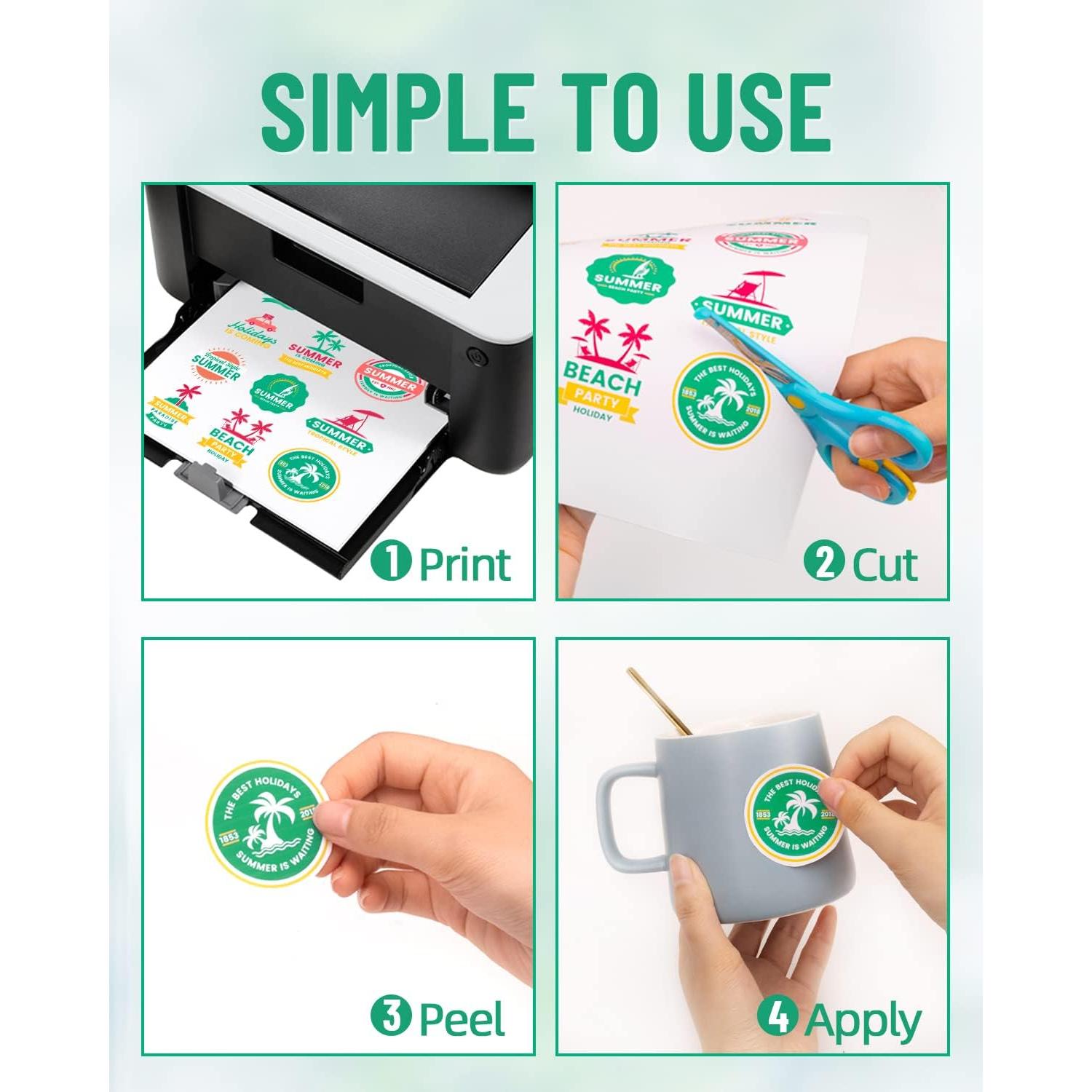 Papel de Etiquetas de Vinilo Imprimible Lzerking 60 Hojas 21.59x27.94 cm