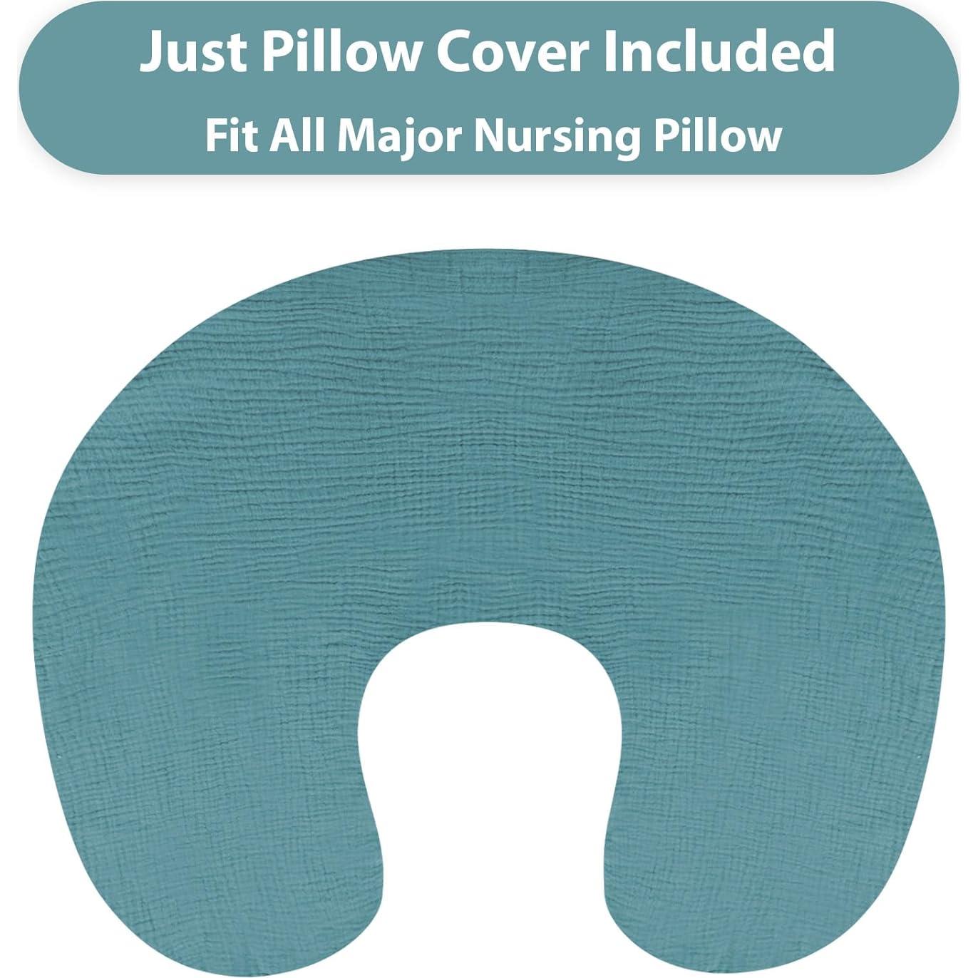 Funda de Almohada de Lactancia Hooyax Algodón Muslin Azul