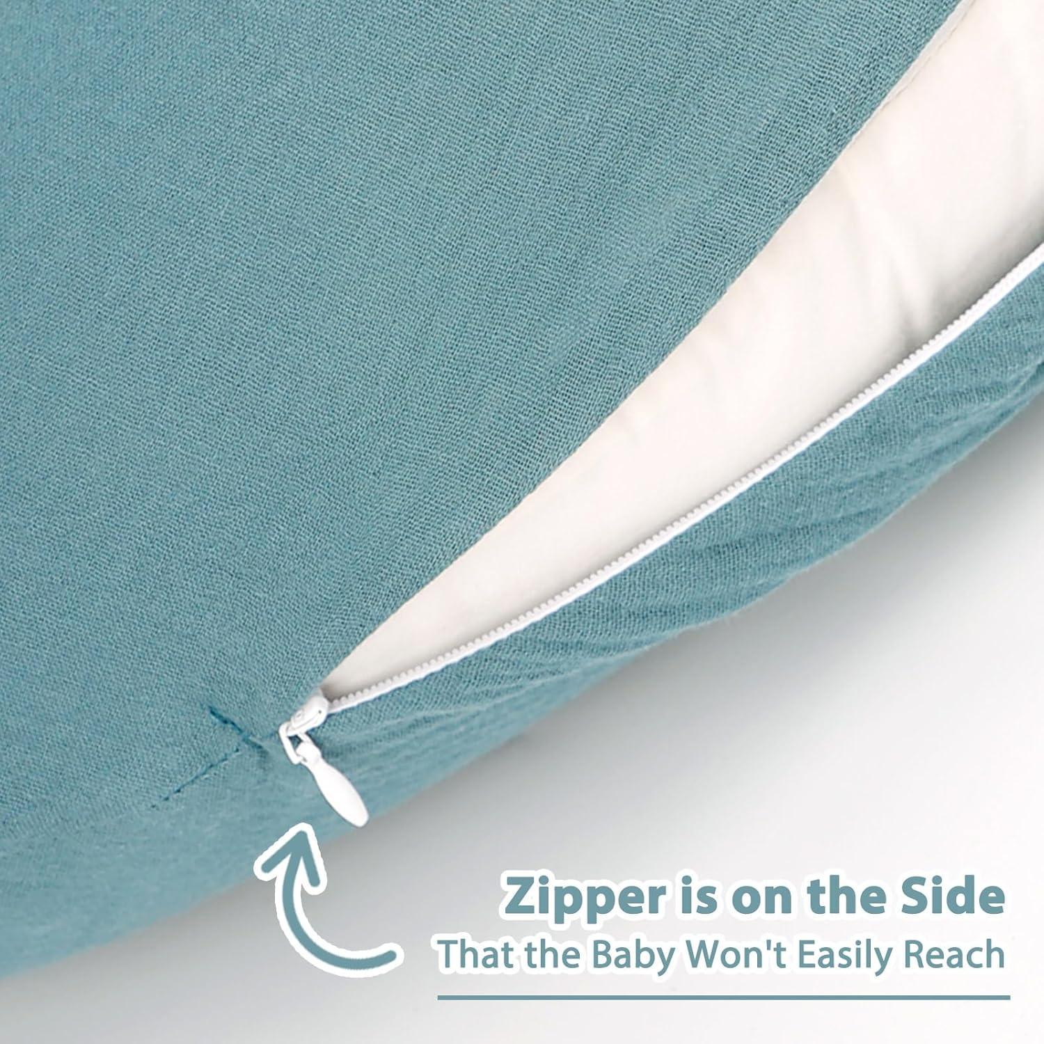 Funda de Almohada de Lactancia Hooyax Algodón Muslin Azul