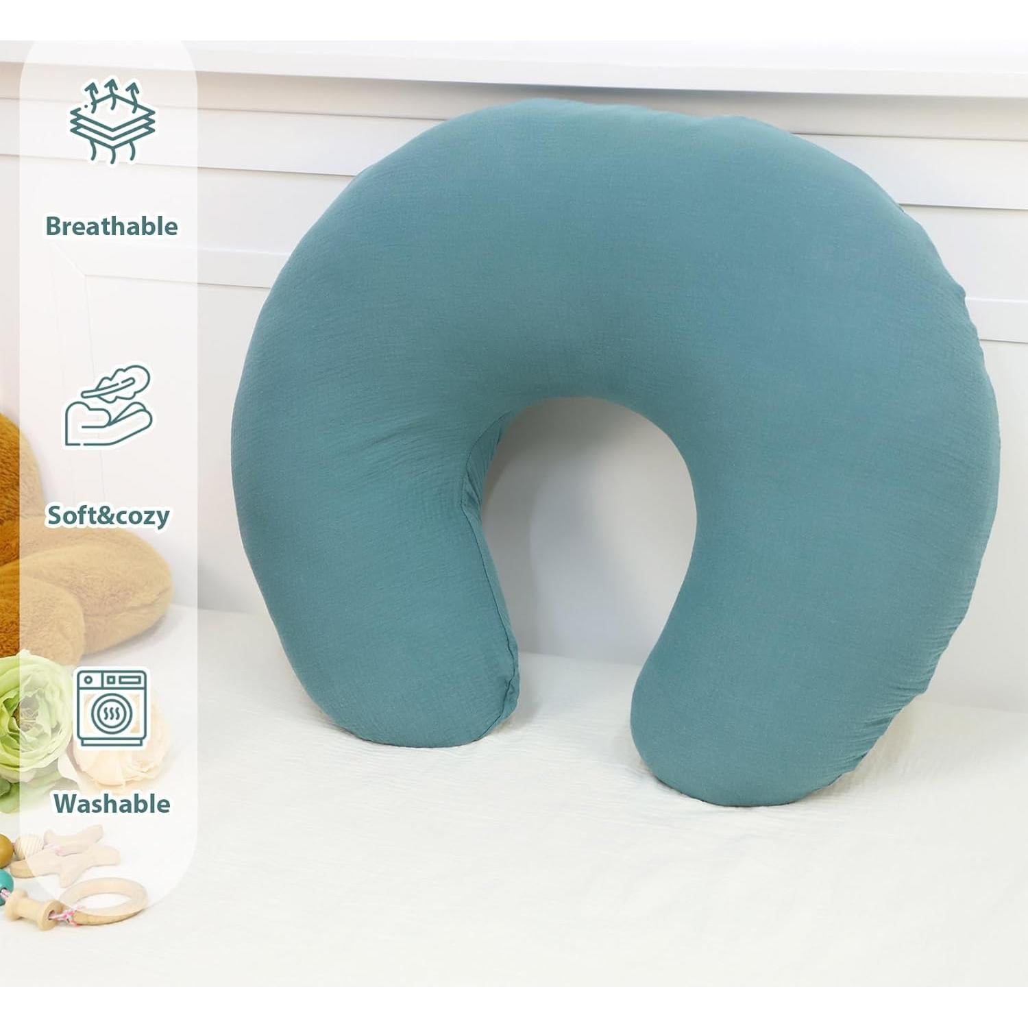 Funda de Almohada de Lactancia Hooyax Algodón Muslin Azul