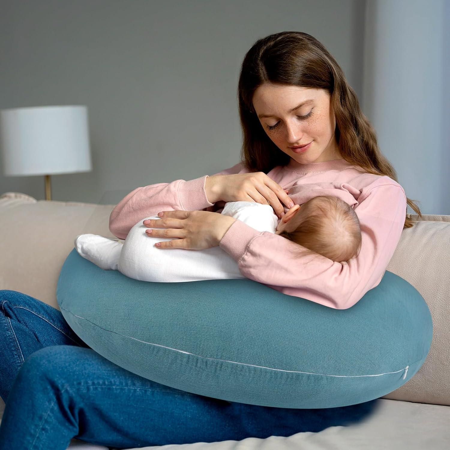 Funda de Almohada de Lactancia Hooyax Algodón Muslin Azul