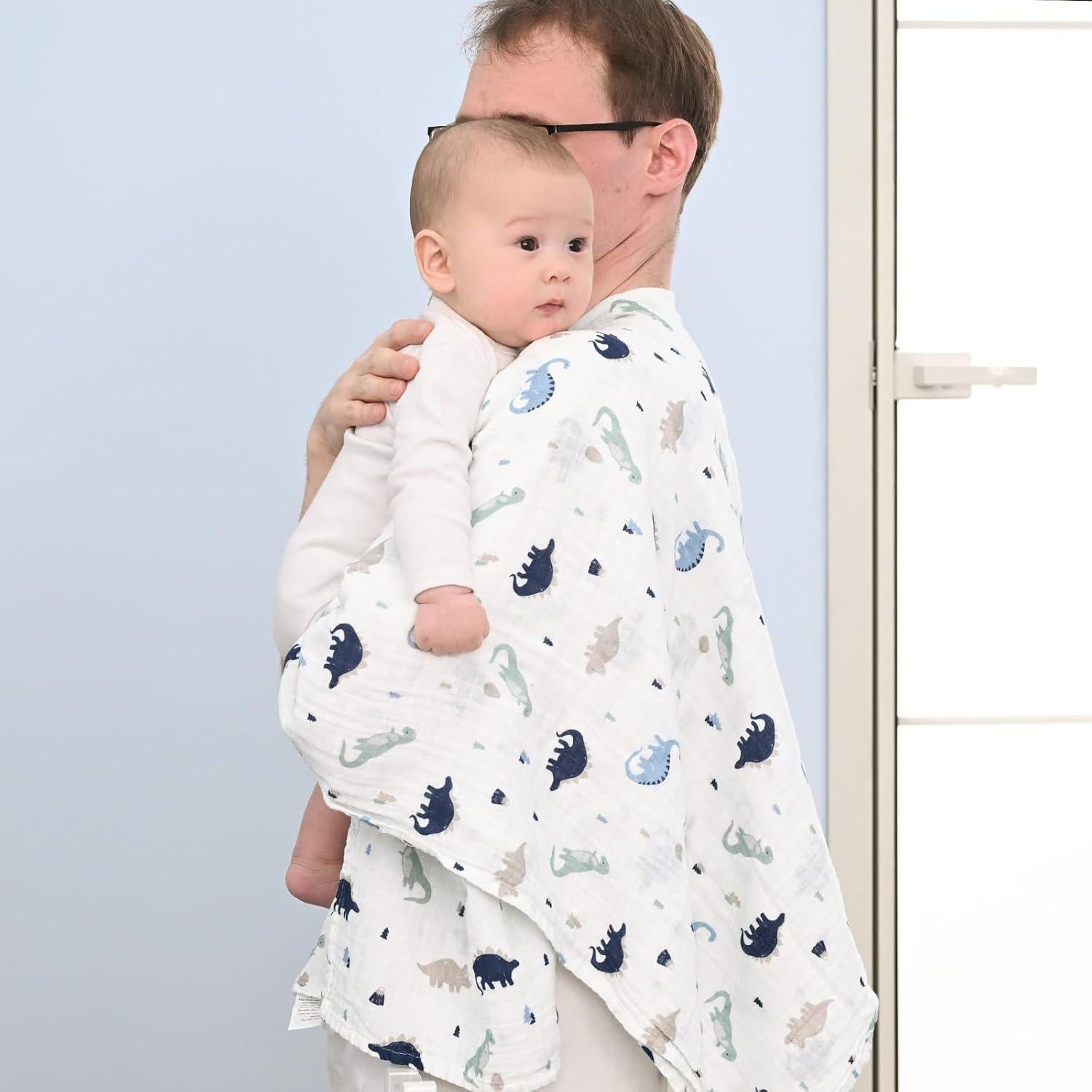 Paquete de 4 mantas de muselina David's Kids 120x120 cm Dinosaurio