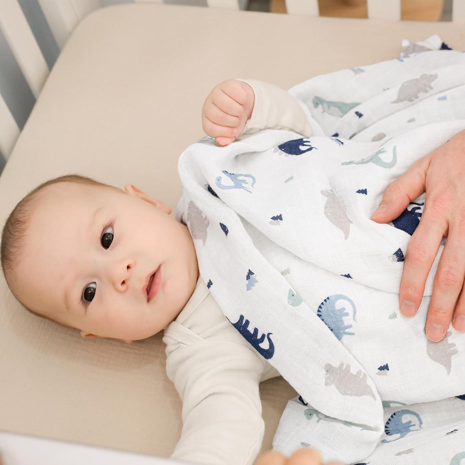 Paquete de 4 mantas de muselina David's Kids 120x120 cm Dinosaurio