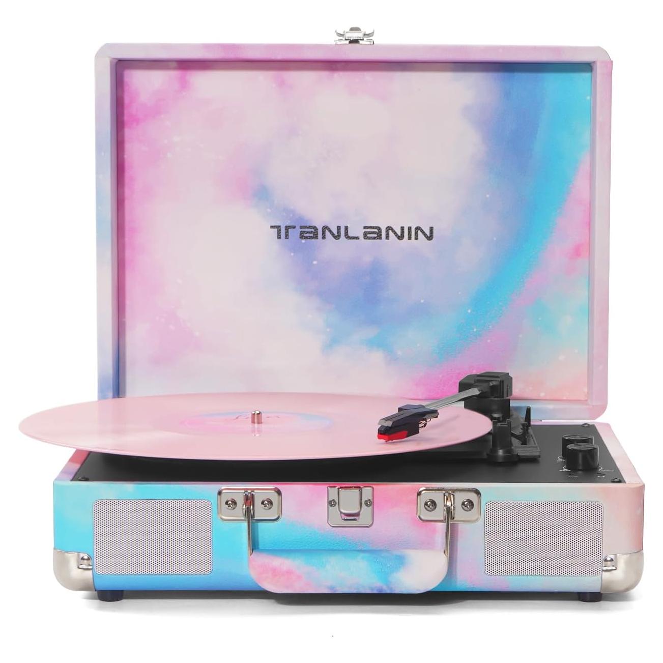 Reproductor de Vinilo TANLANIN TE-001DBW Acuarela Azul 3 Velocidades