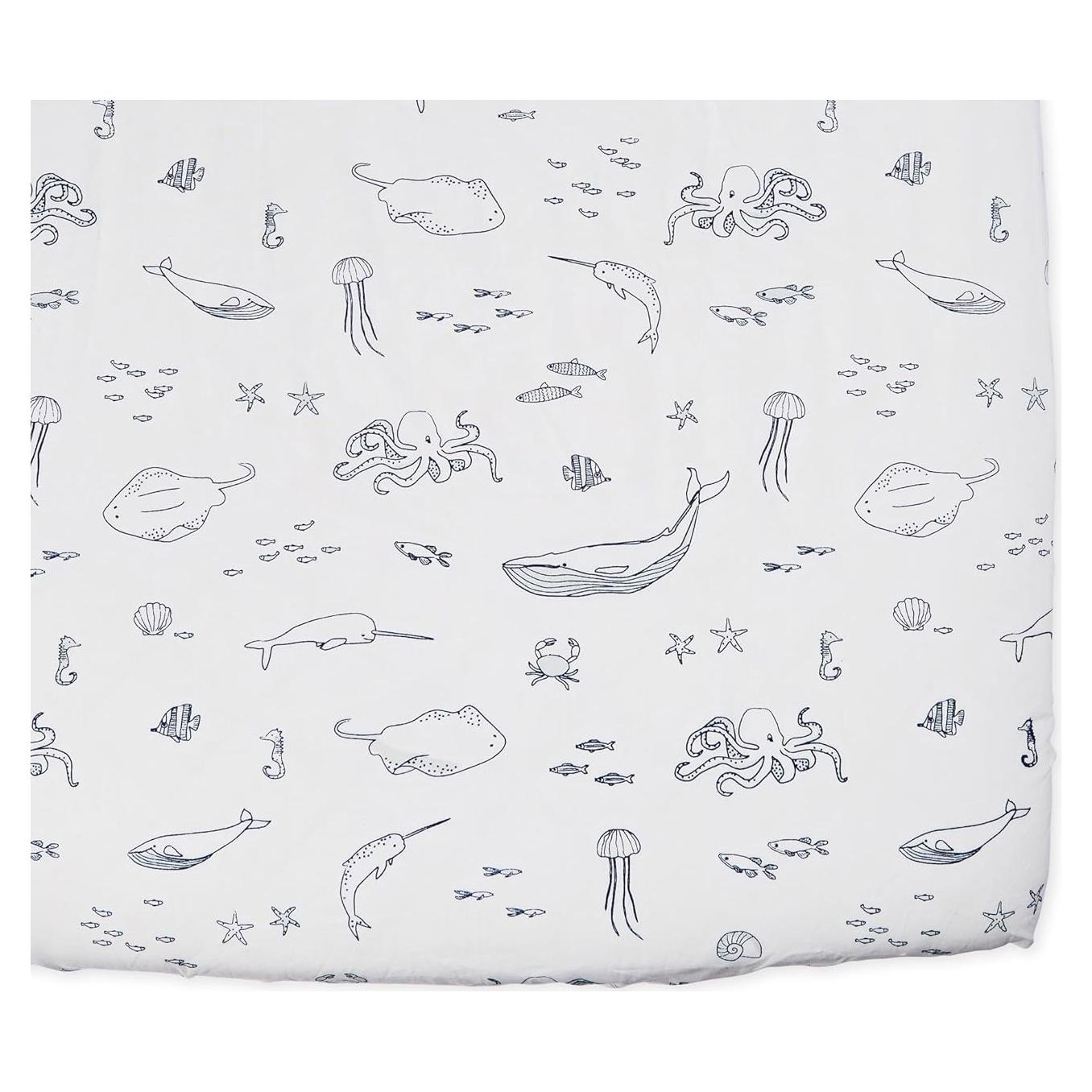 Sábana para Cuna Pehr Vida Acuática 100% Algodón Orgánico
