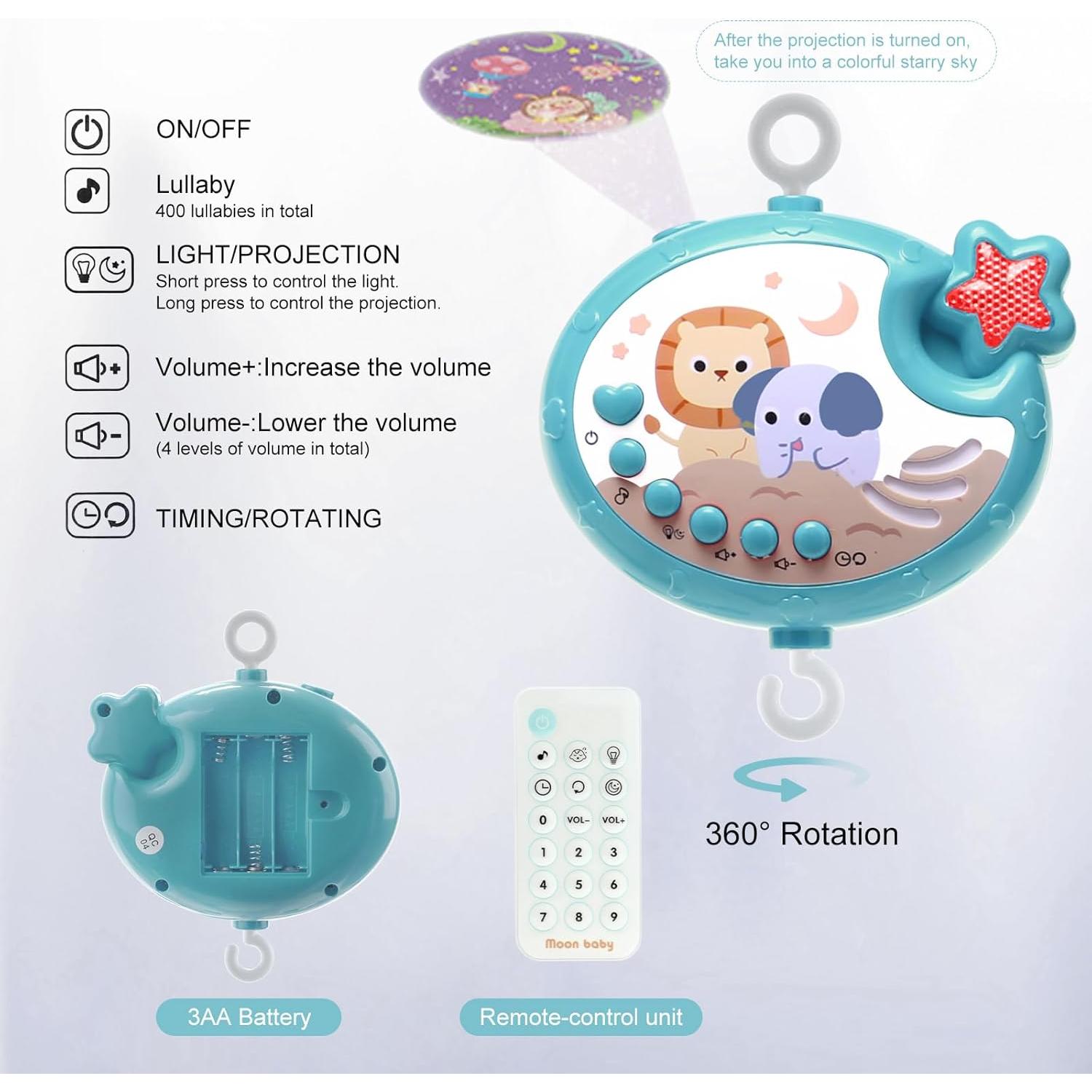 Móvil para Cuna YUNGCHI Azul con Música y Luces