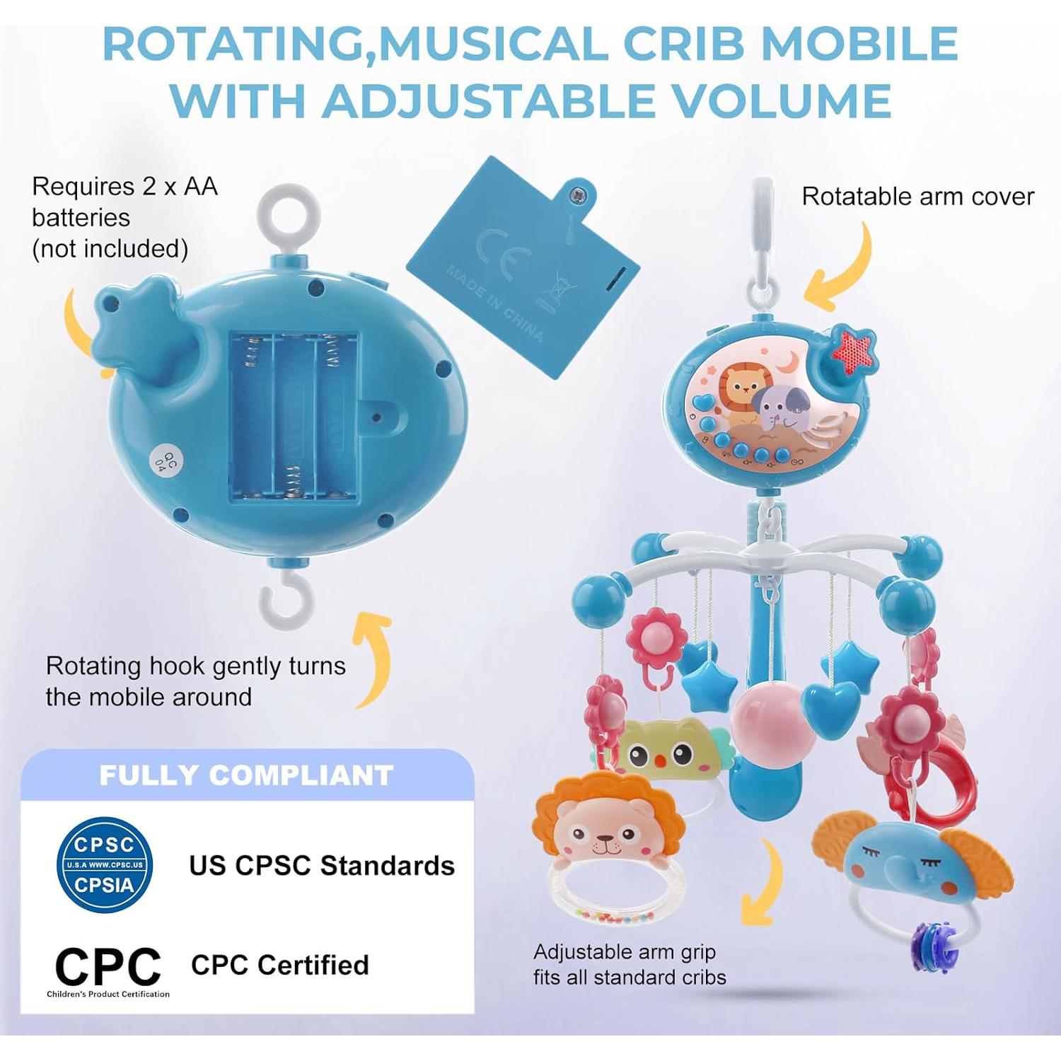 Móvil para Cuna YUNGCHI Azul con Música y Luces