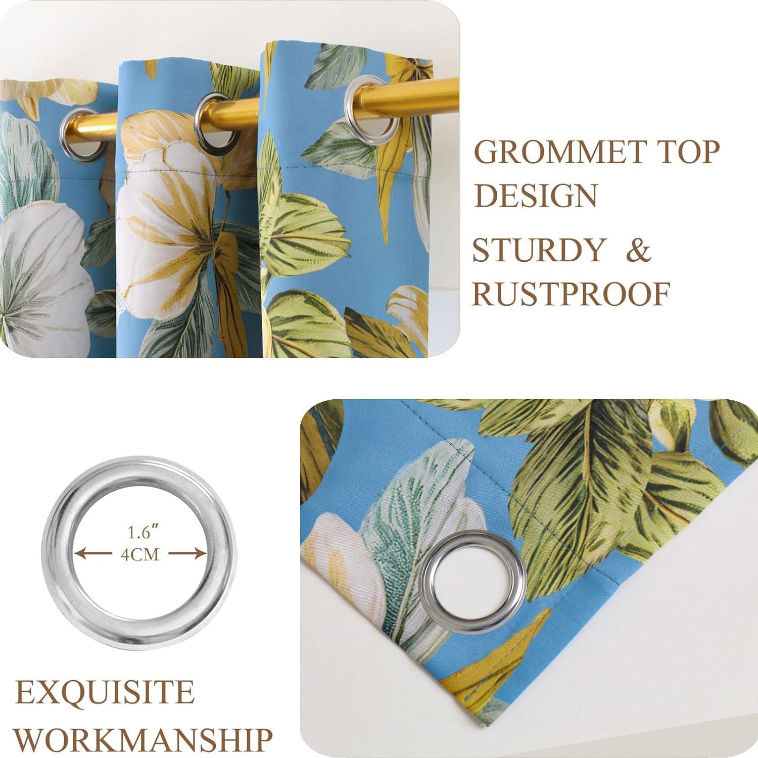 Cortinas Blackout L.Z.E Florales 63" Azul Cielo 85% Oscurecimiento