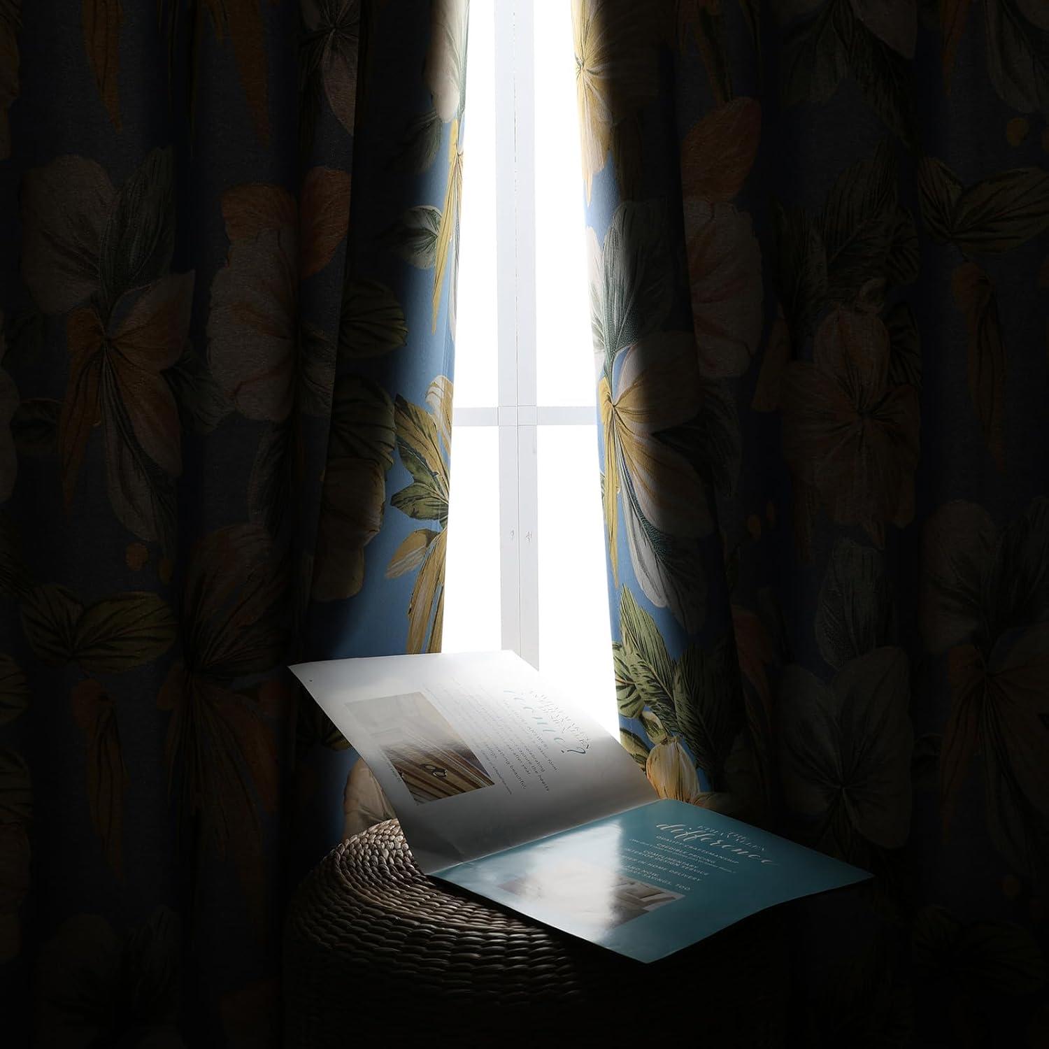 Cortinas Blackout L.Z.E Florales 63" Azul Cielo 85% Oscurecimiento