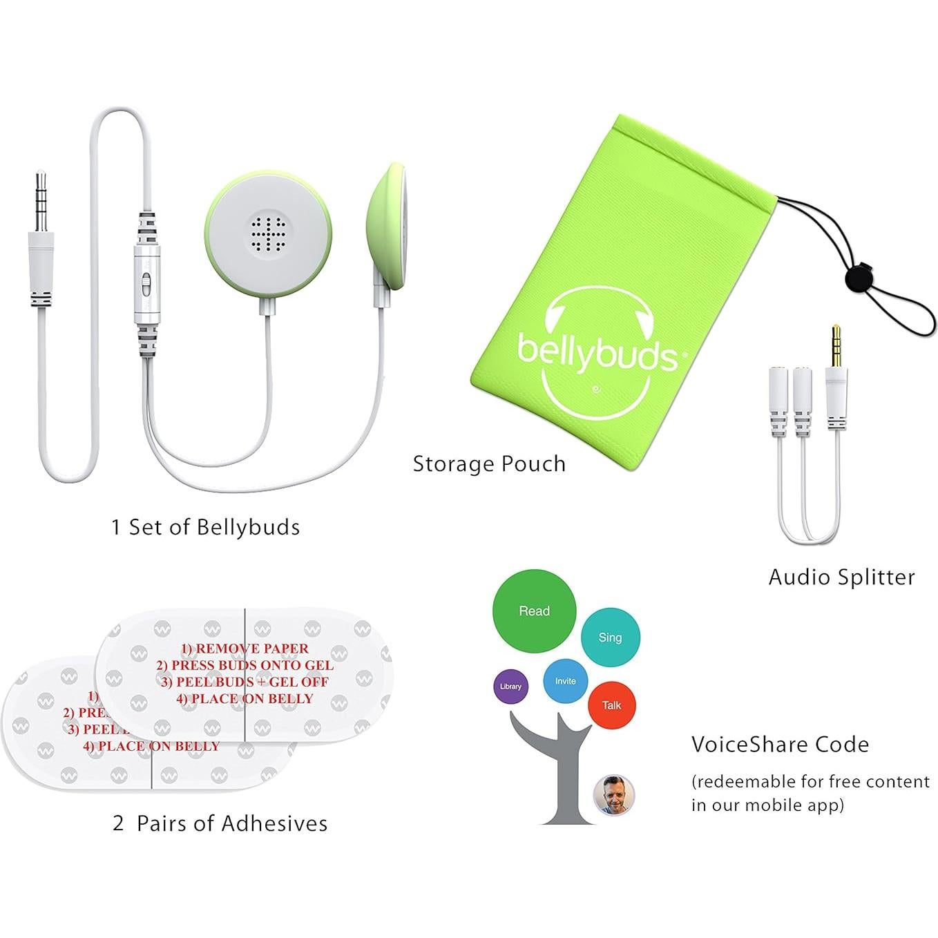 Wavhello BellyBuds Altavoces Prenatales para Embarazo - Verde