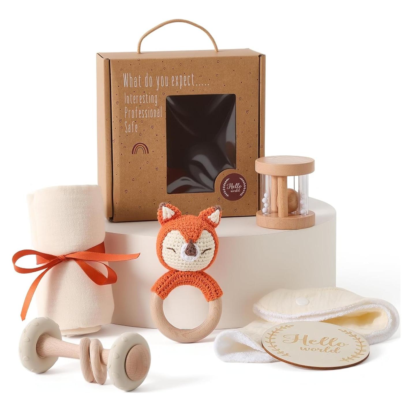 Mordedor de Madera Beige 6 Piezas para Bebé Niña