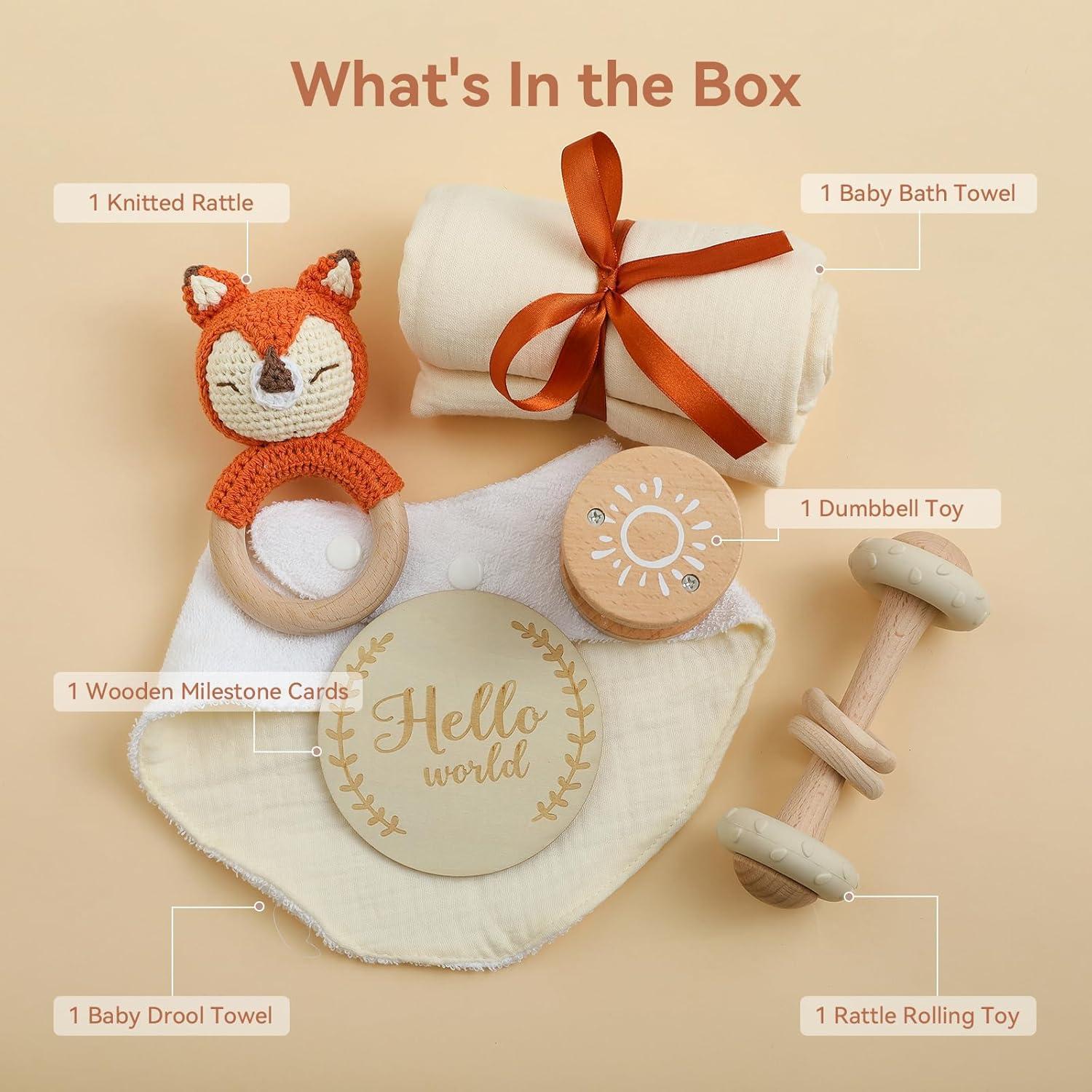 Mordedor de Madera Beige 6 Piezas para Bebé Niña