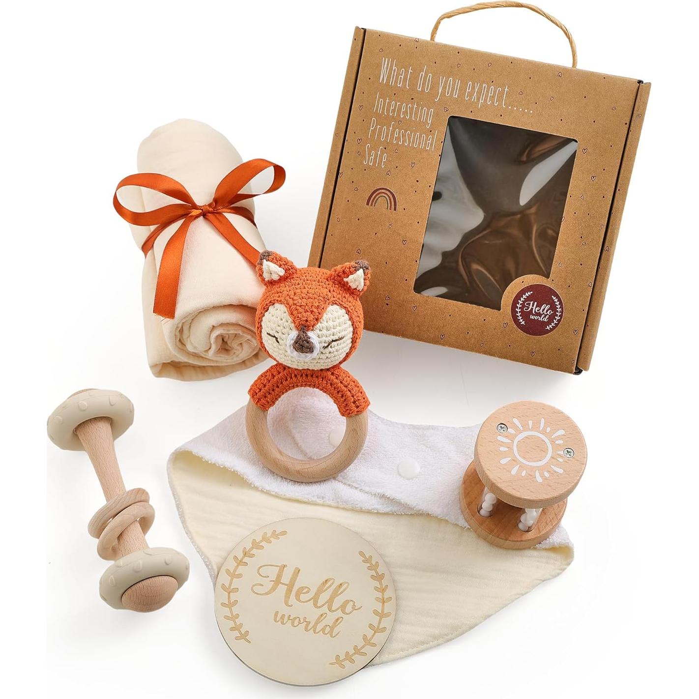 Mordedor de Madera Beige 6 Piezas para Bebé Niña