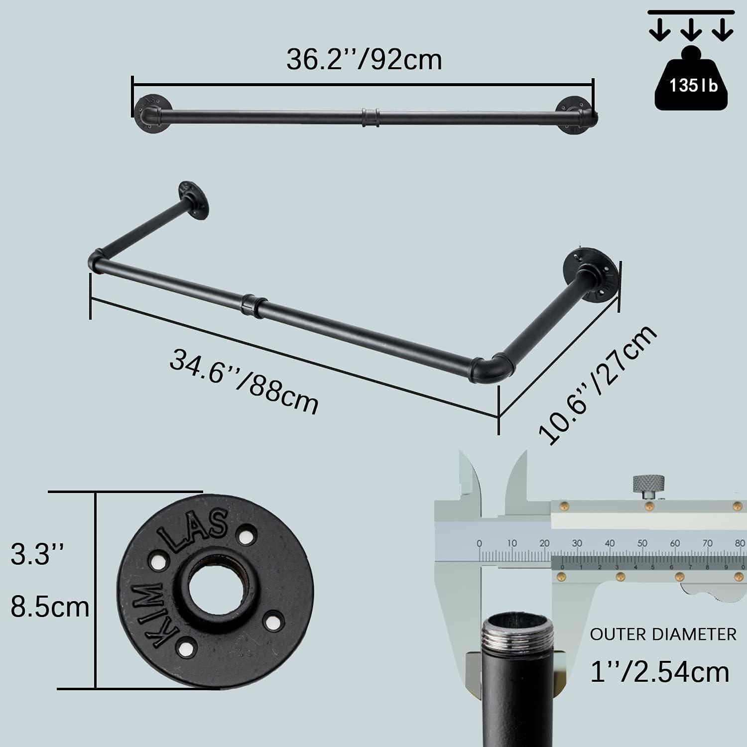 Perchero de pared Crehomfy industrial 91.44 cm 3 ganchos S negro