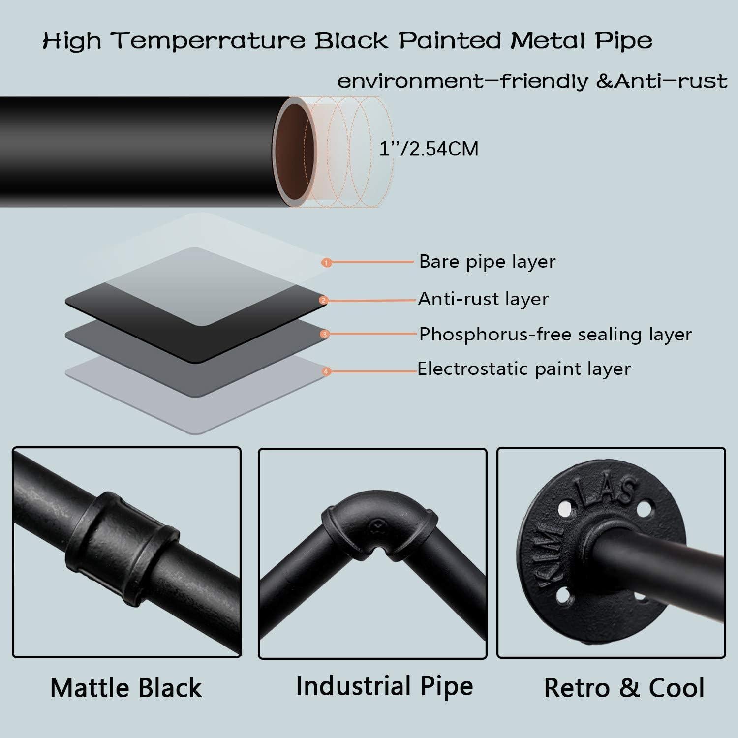 Perchero de pared Crehomfy industrial 91.44 cm 3 ganchos S negro