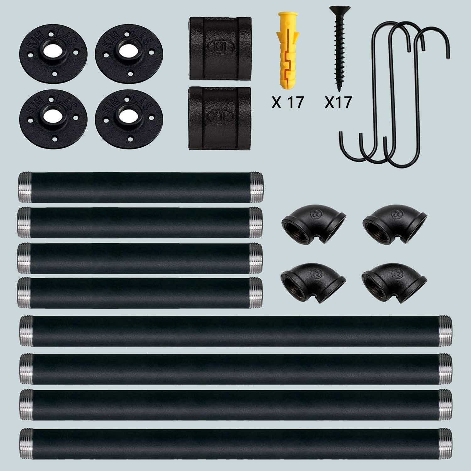 Perchero de pared Crehomfy industrial 91.44 cm 3 ganchos S negro