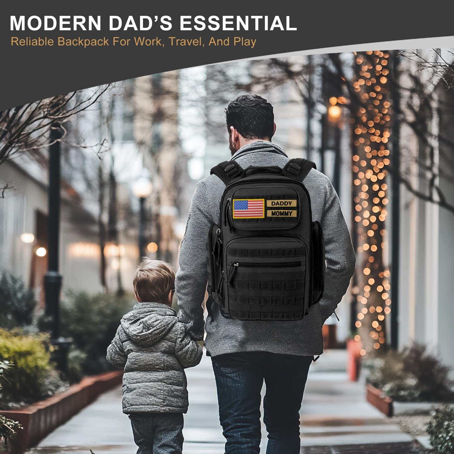 Bolsa de Pañales Táctica MIRACOL 40L Negra para Papás