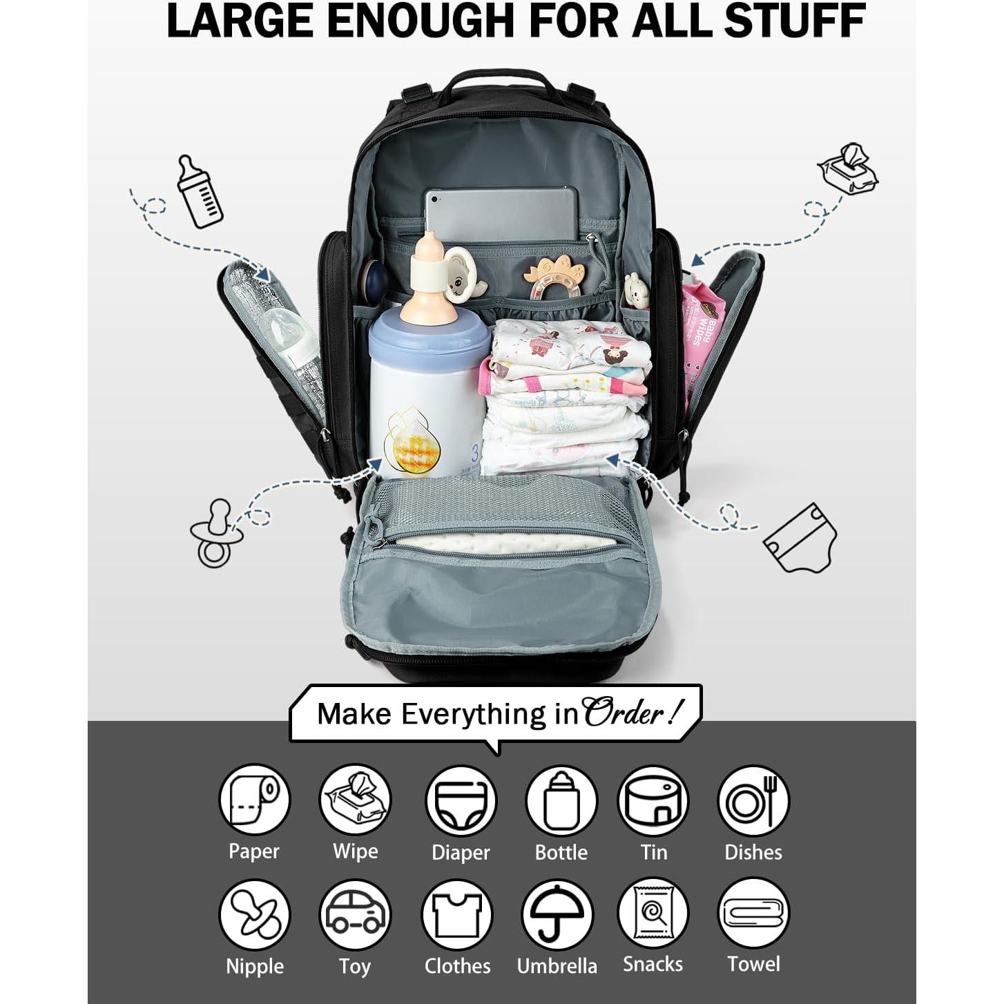 Bolsa de Pañales Táctica MIRACOL 40L Negra para Papás