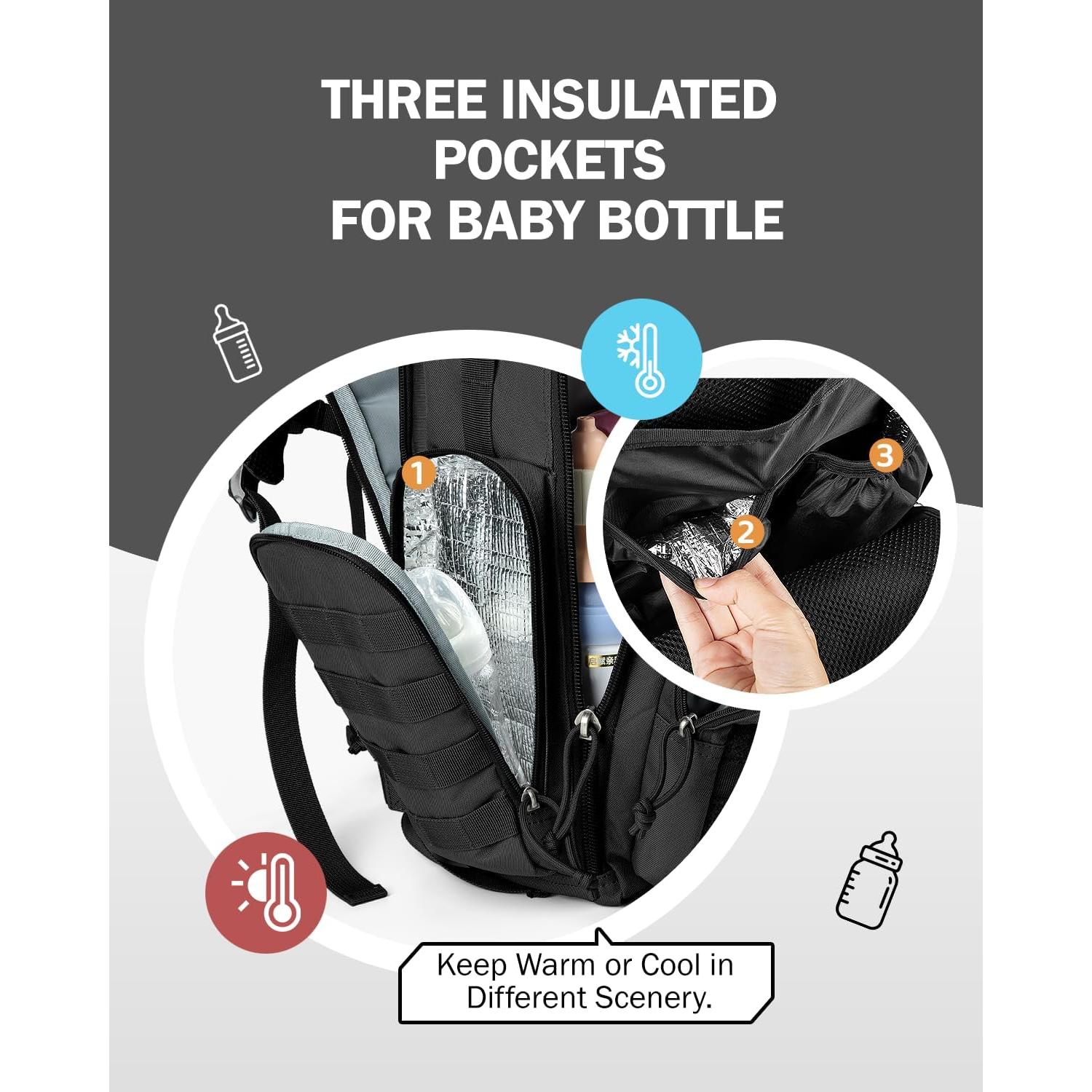 Bolsa de Pañales Táctica MIRACOL 40L Negra para Papás