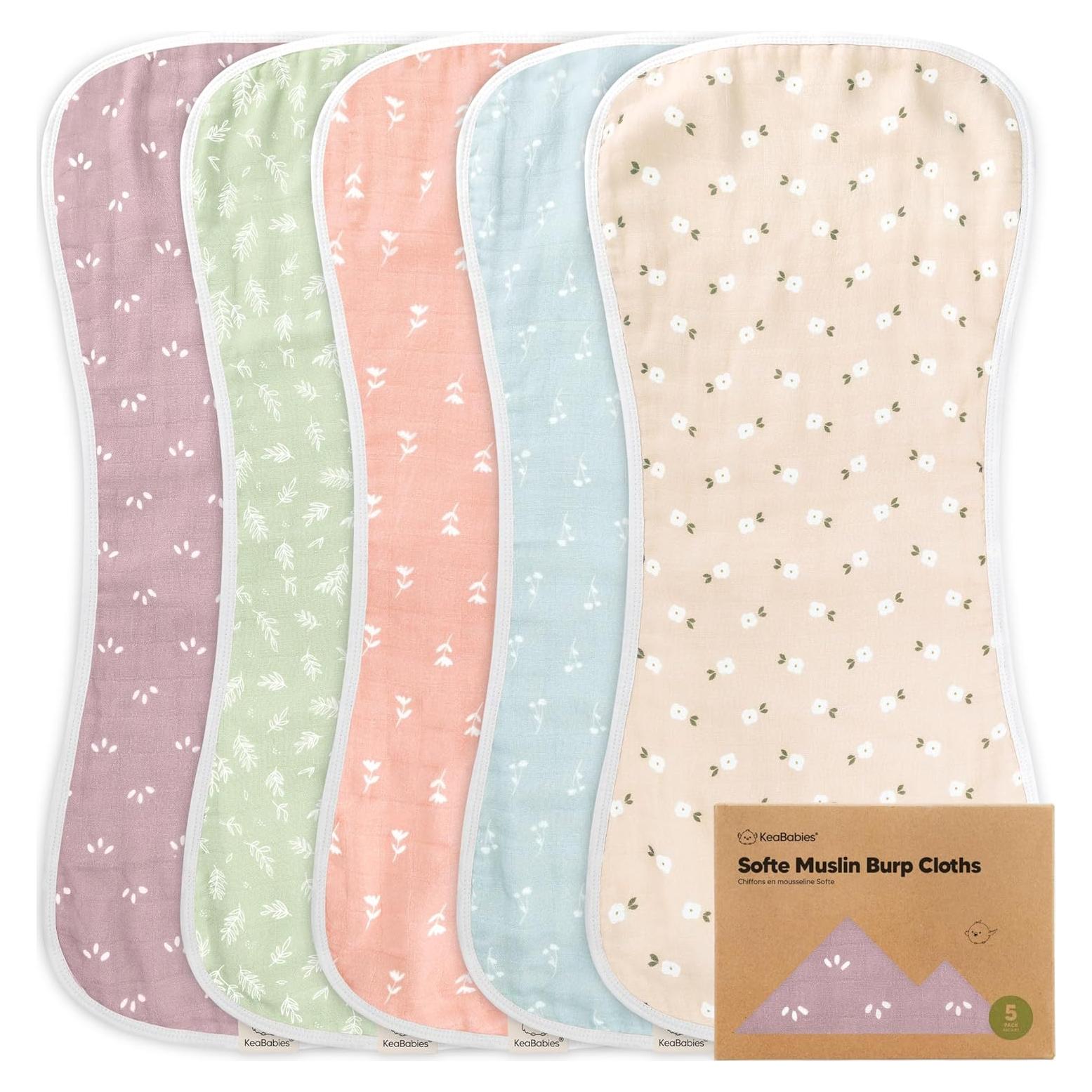 Paquete de 5 Paños de Eructar KeaBabies - 8 Capas Absorbentes