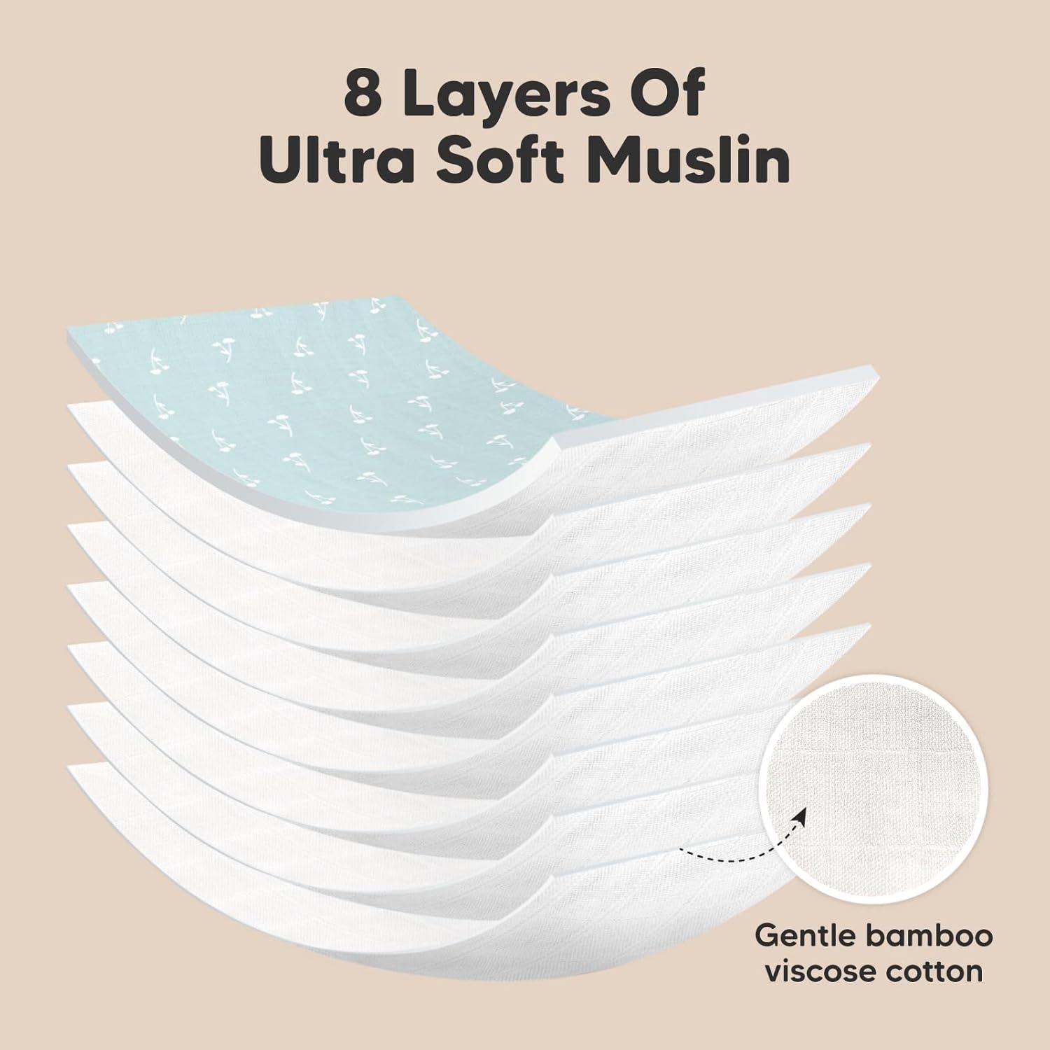 Paquete de 5 Paños de Eructar KeaBabies - 8 Capas Absorbentes